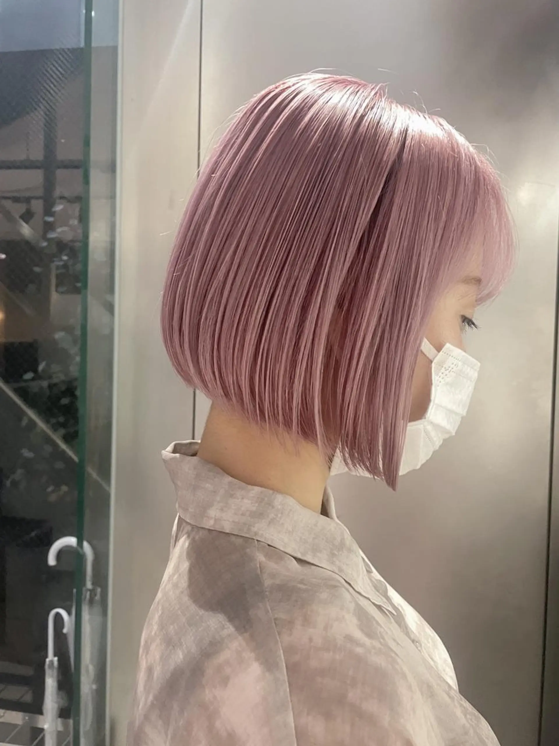 ショート カラー ショートボブ ピンクカラー ホワイトピンク ボブ ショートヘア カット ヘアカラー トリートメント ayano/天神 ハイトーン/レイヤーのヘアスタイル
