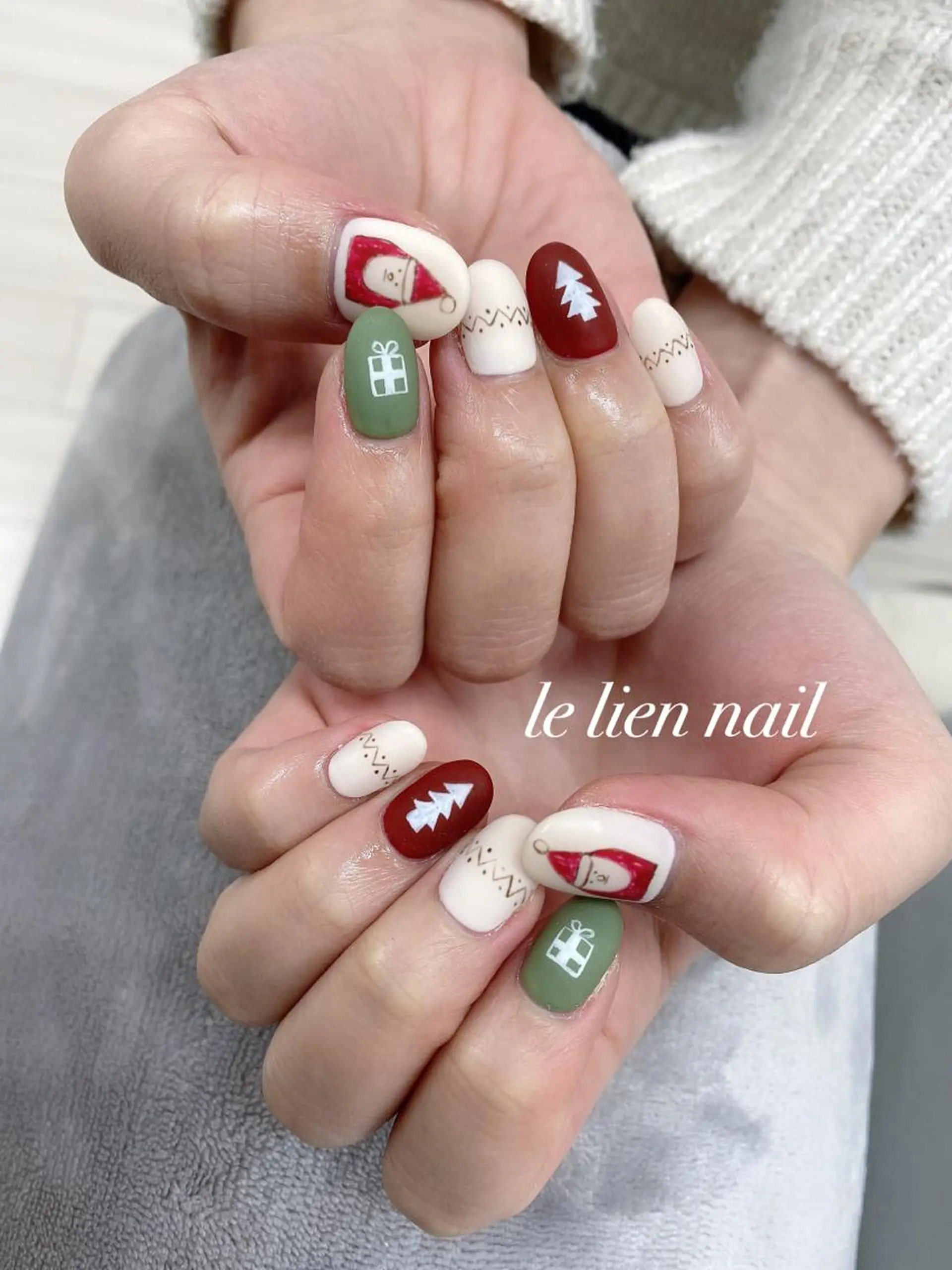 ネイル アートネイル マットネイル 冬ネイル クリスマス ハンドネイル le lien nailのネイルデザイン