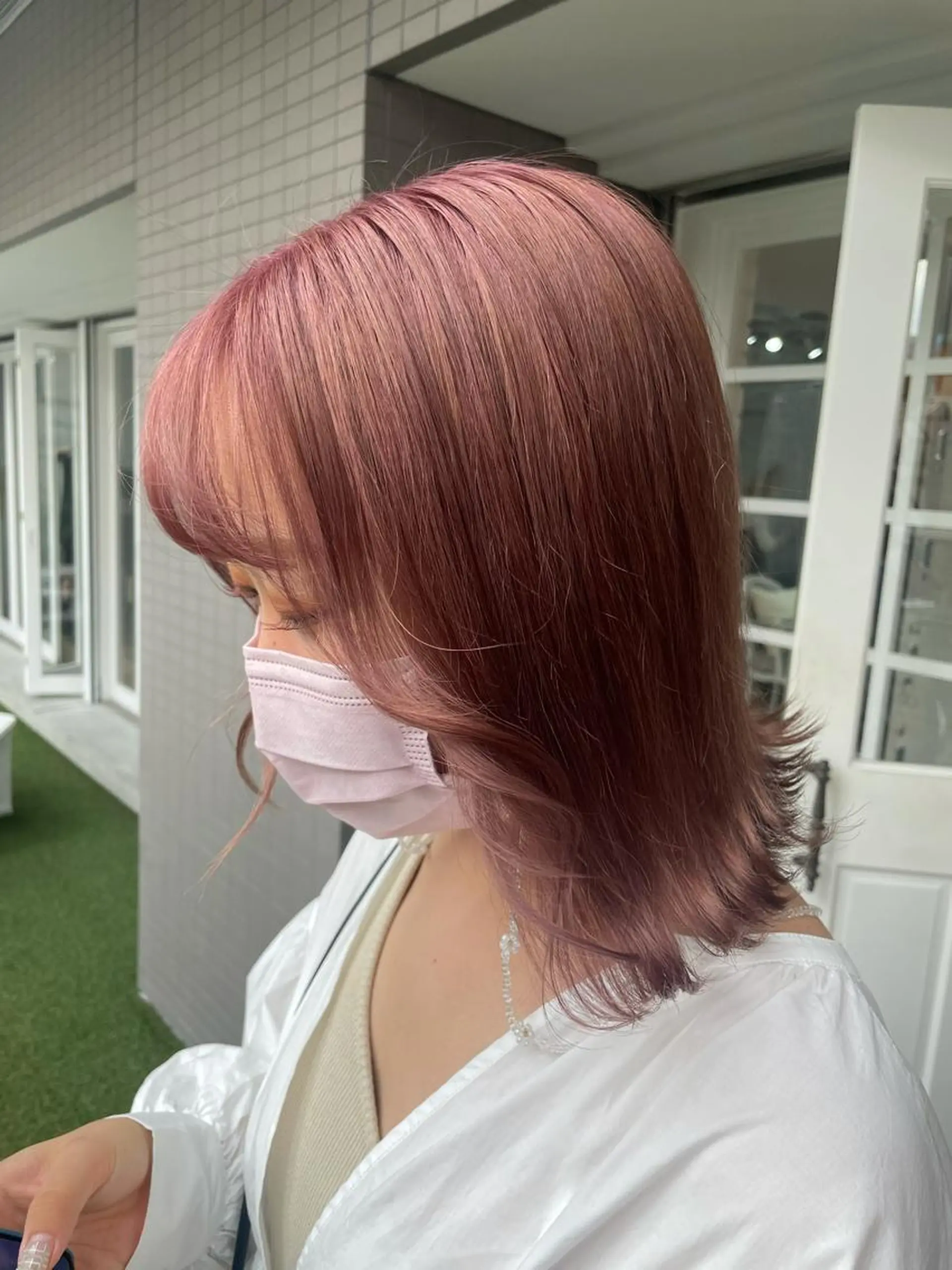 ロング カラー ヘアアレンジ 透明感カラー ピンクカラー ヘアカラー トリートメント 酸性縮毛矯正 梅田茶屋町 Juriのヘアスタイル