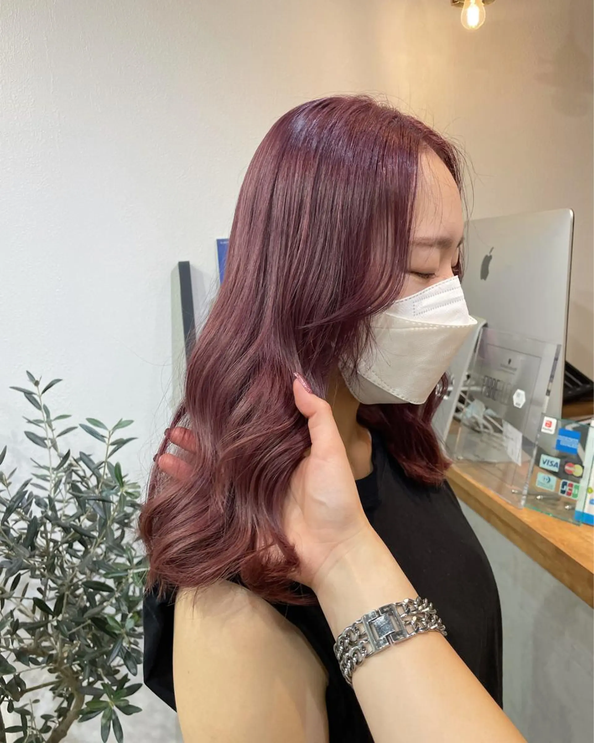 セミロング カラー ラベンダーカラー ラベンダーピンク ピンクカラー カラーモデル募集 吉原佳穂💗のヘアスタイル