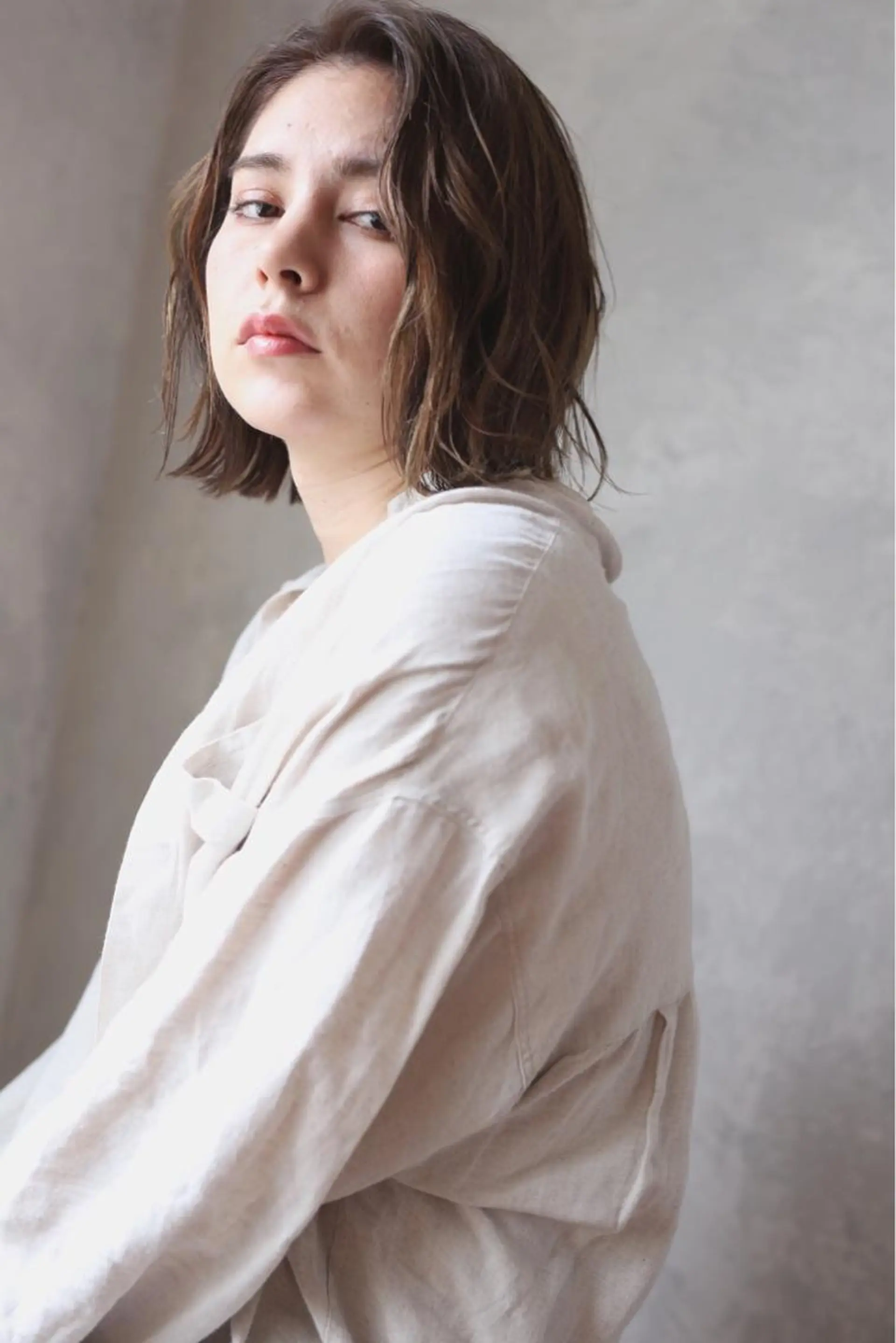 ミディアム パーマ/透明感カラー /ボブ/吉田一生のヘアスタイル