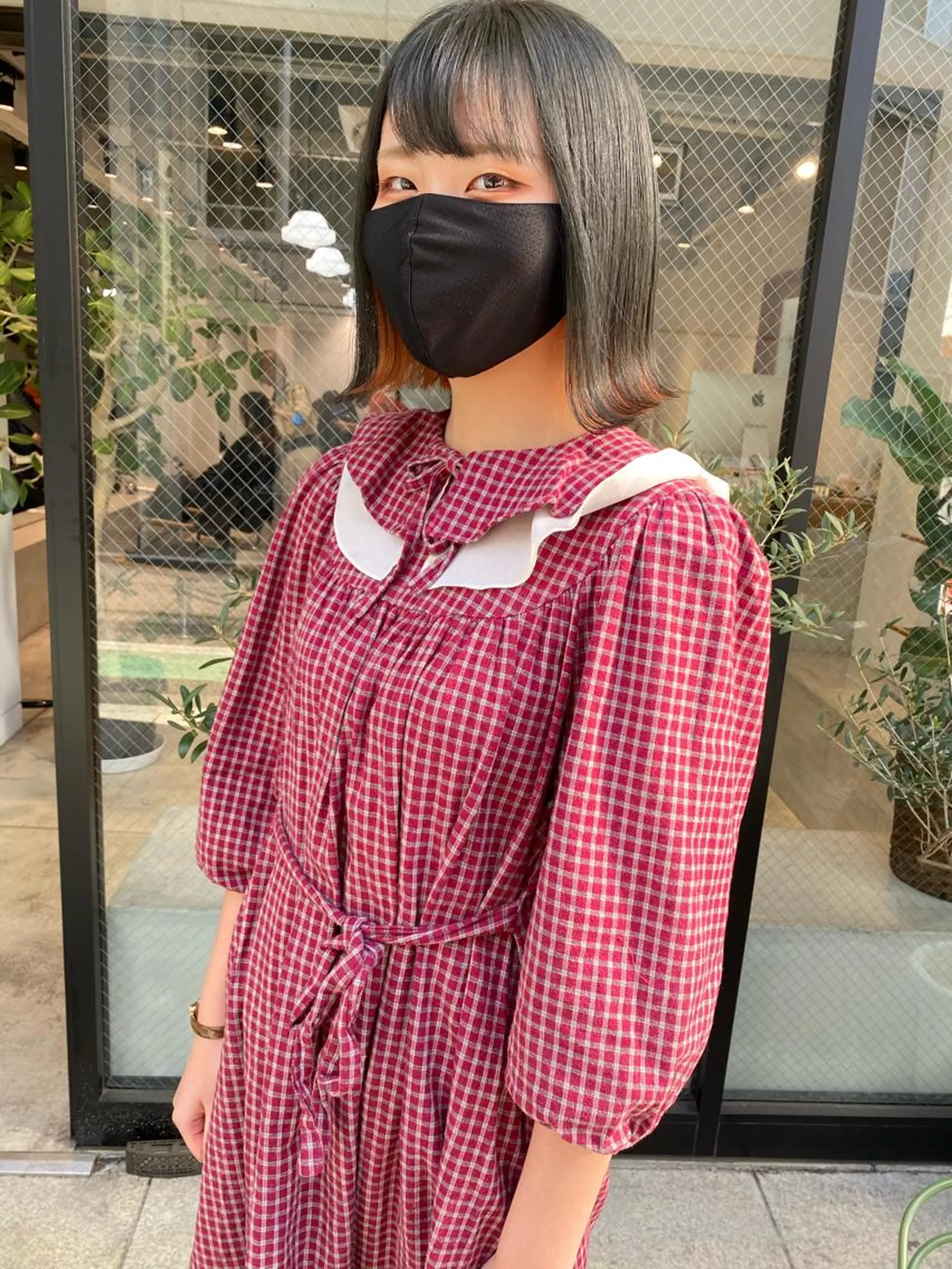 ミディアム カラー パーマ ヘアアレンジ インナーカラー オレンジ パーマスタイル🔅 sayacaのヘアスタイル