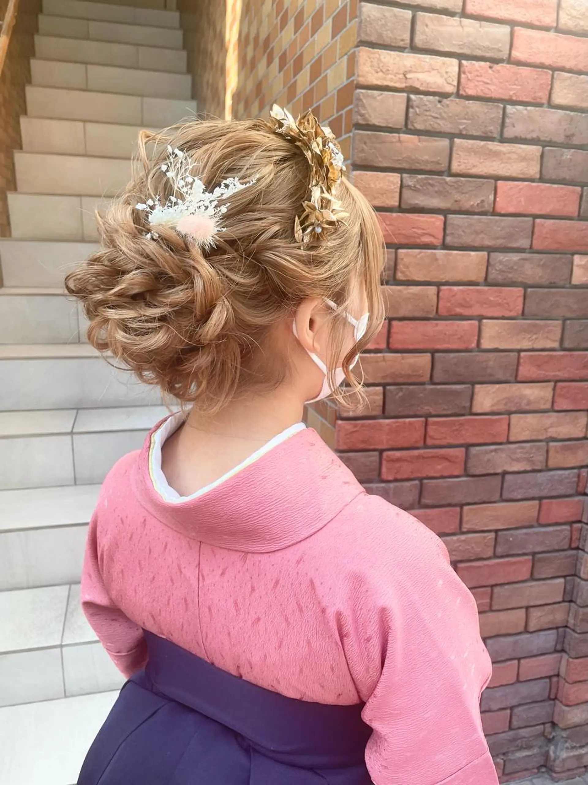 セミロング カラー ヘアアレンジ ヘアセット ハイトーンピンク🍑 ブリーチ🍑RINAのヘアスタイル