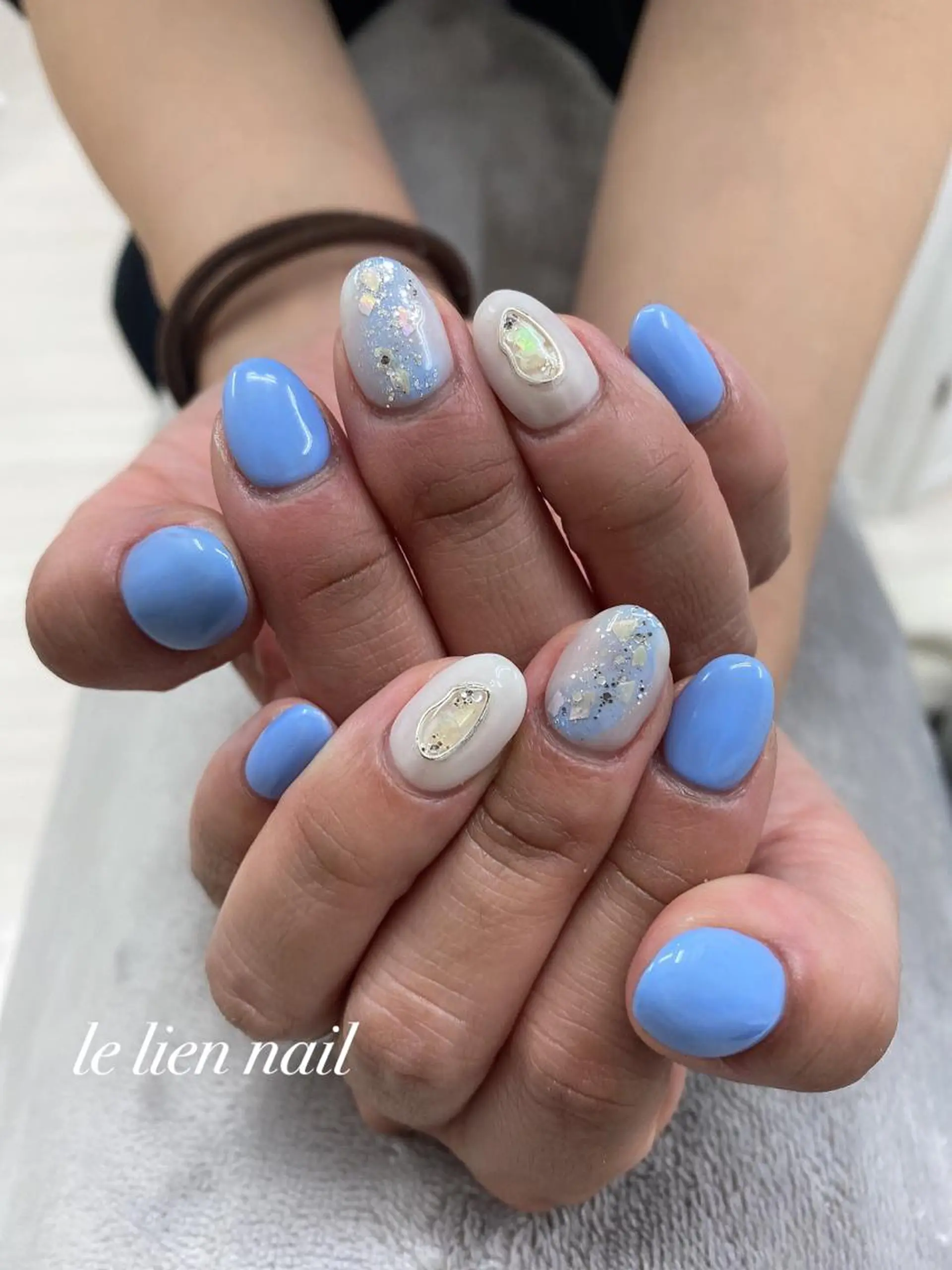 ネイル アートネイル ブルー ハンドネイル le lien nailのネイルデザイン
