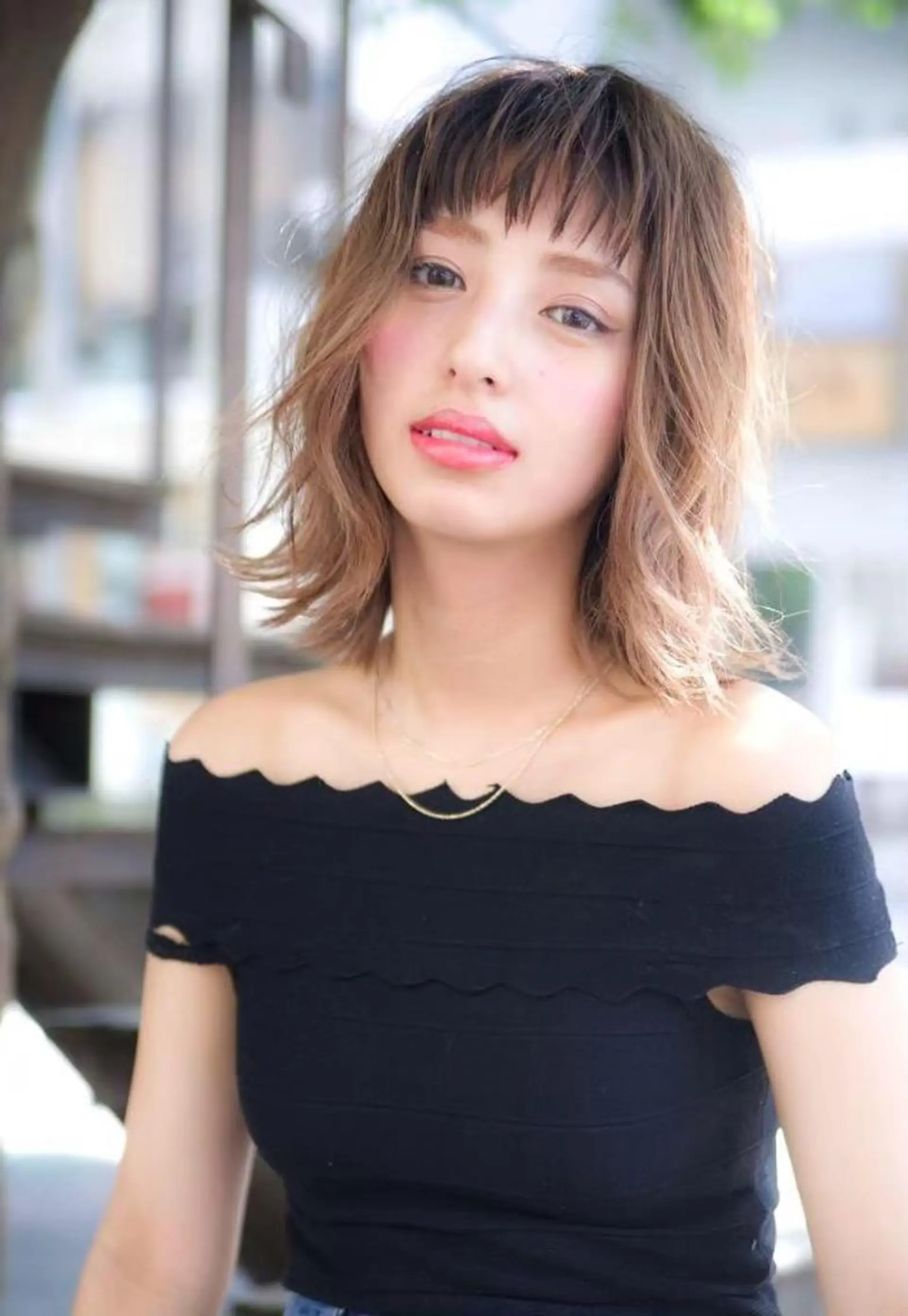 ミディアム 切りっぱなしボブ ボブ レイヤーカット カット ヘアカラー トリートメント ヘッドスパ ヘアセット 山口 竣也のヘアスタイル
