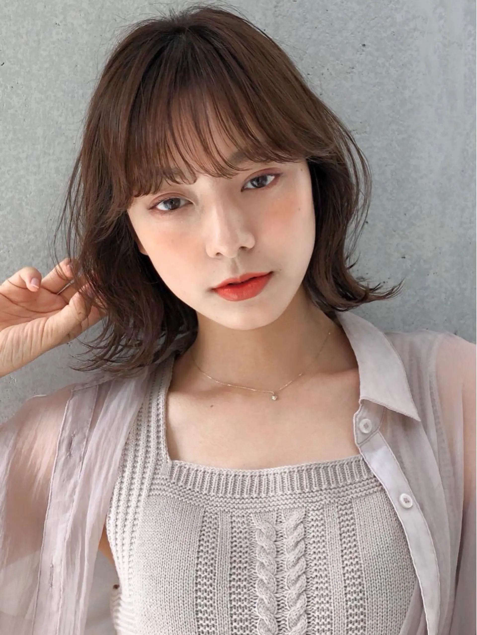 ミディアム カラー ボブ くびれヘア 佐藤 侑哉のヘアスタイル