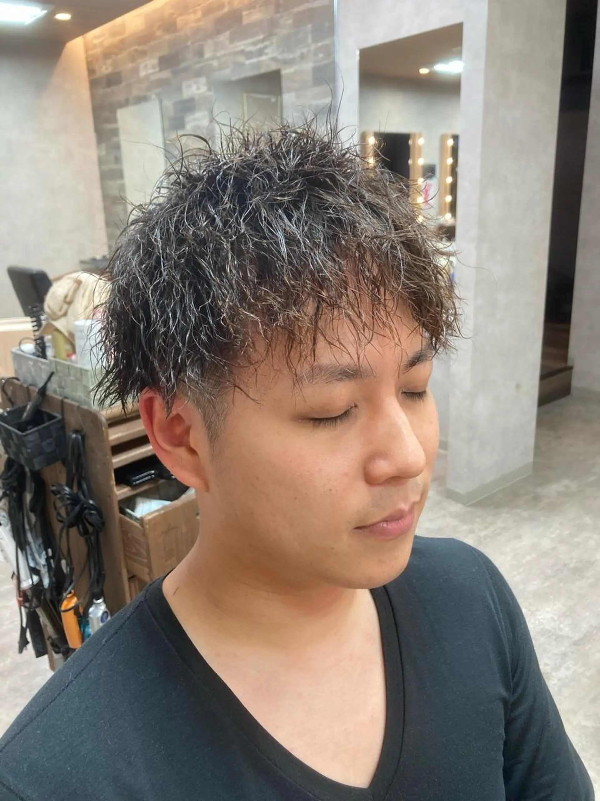 ショート カット パーマ RIENS xrea一樹のヘアスタイル