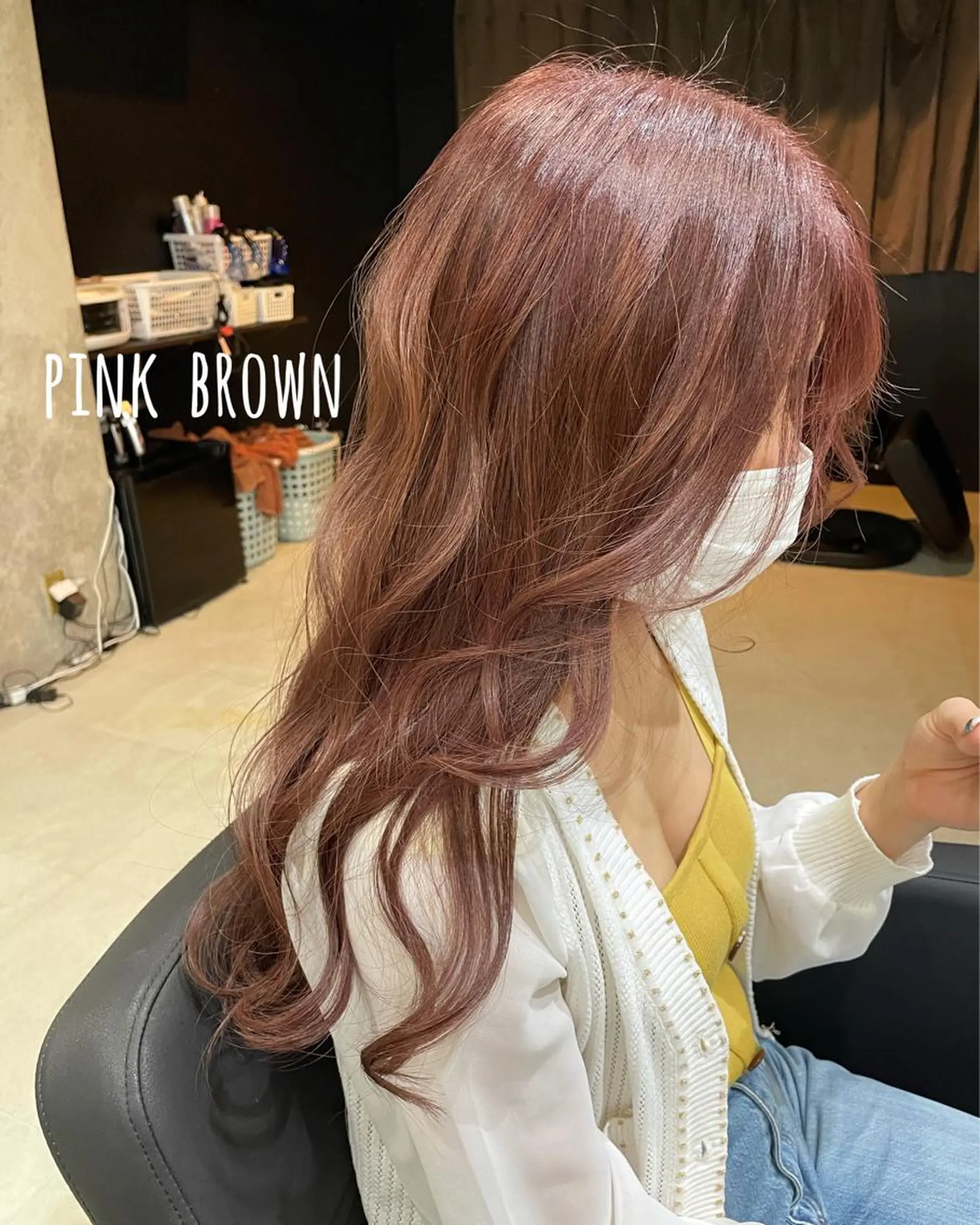 セミロング カラー ブラウンカラー ピンクカラー ピンクブラウン ヘアカラー トリートメント Nino（ニーノ）所属・にしき さんのヘアスタイル