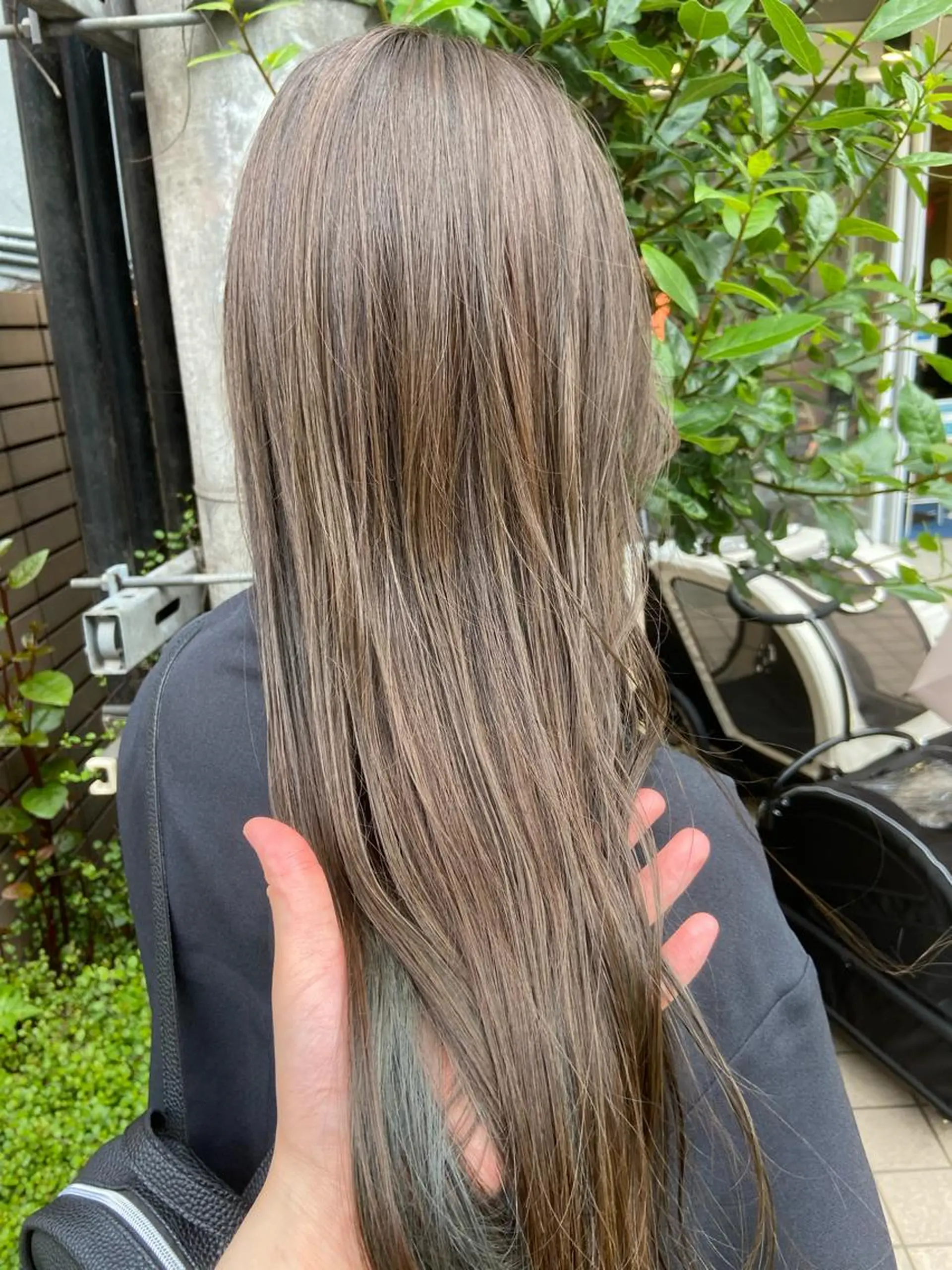 ロング カラー ブリーチ グレージュ ハイトーンカラー オリーブカラー オレンジ ヘアカラー トリートメント 松尾太樹 【pia】福岡美容室のヘアスタイル