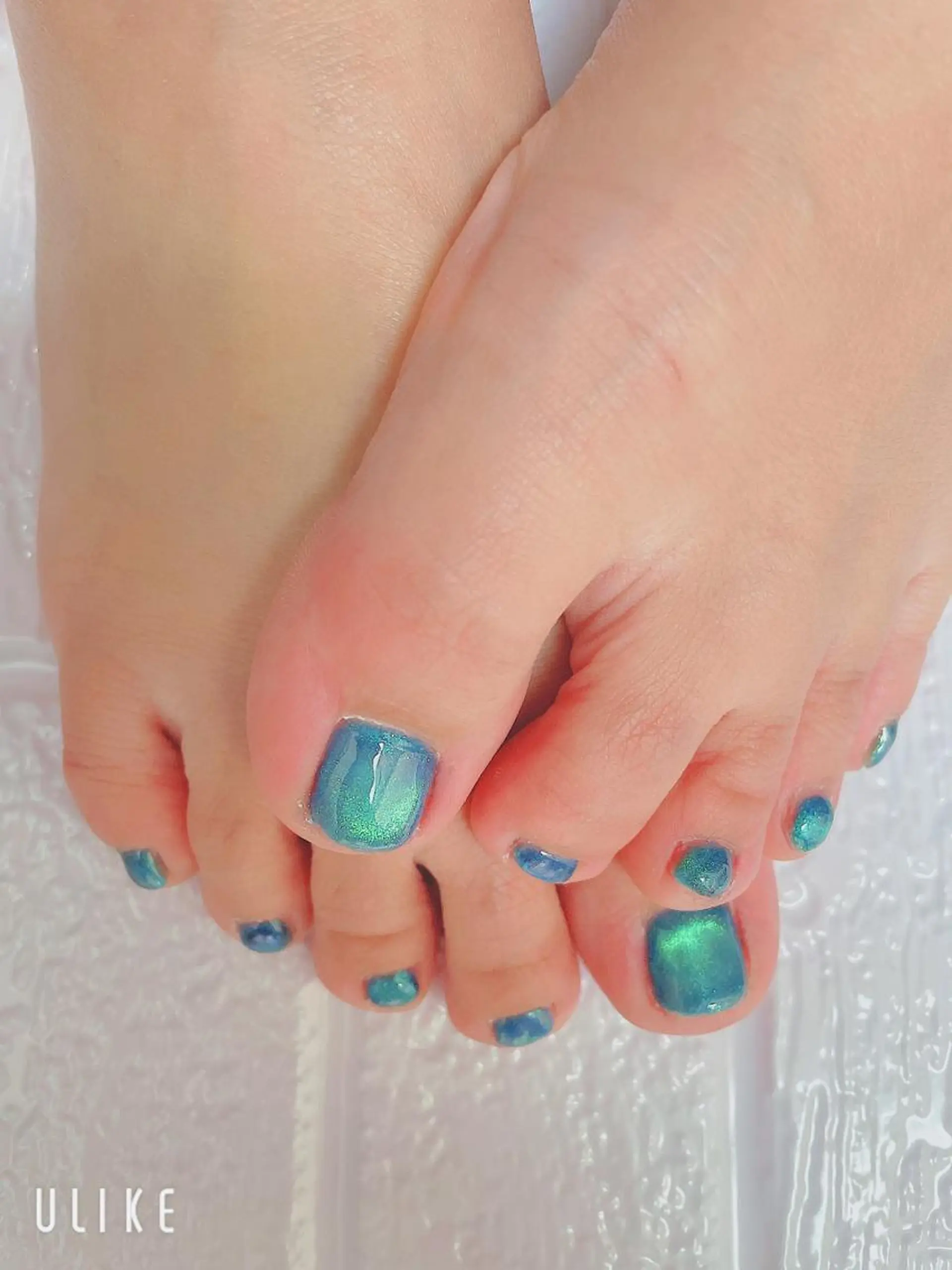 ネイル ブルー マグネットネイル ビー玉ネイル フットネイル nikoa_Nail ニコア　Aiのネイルデザイン