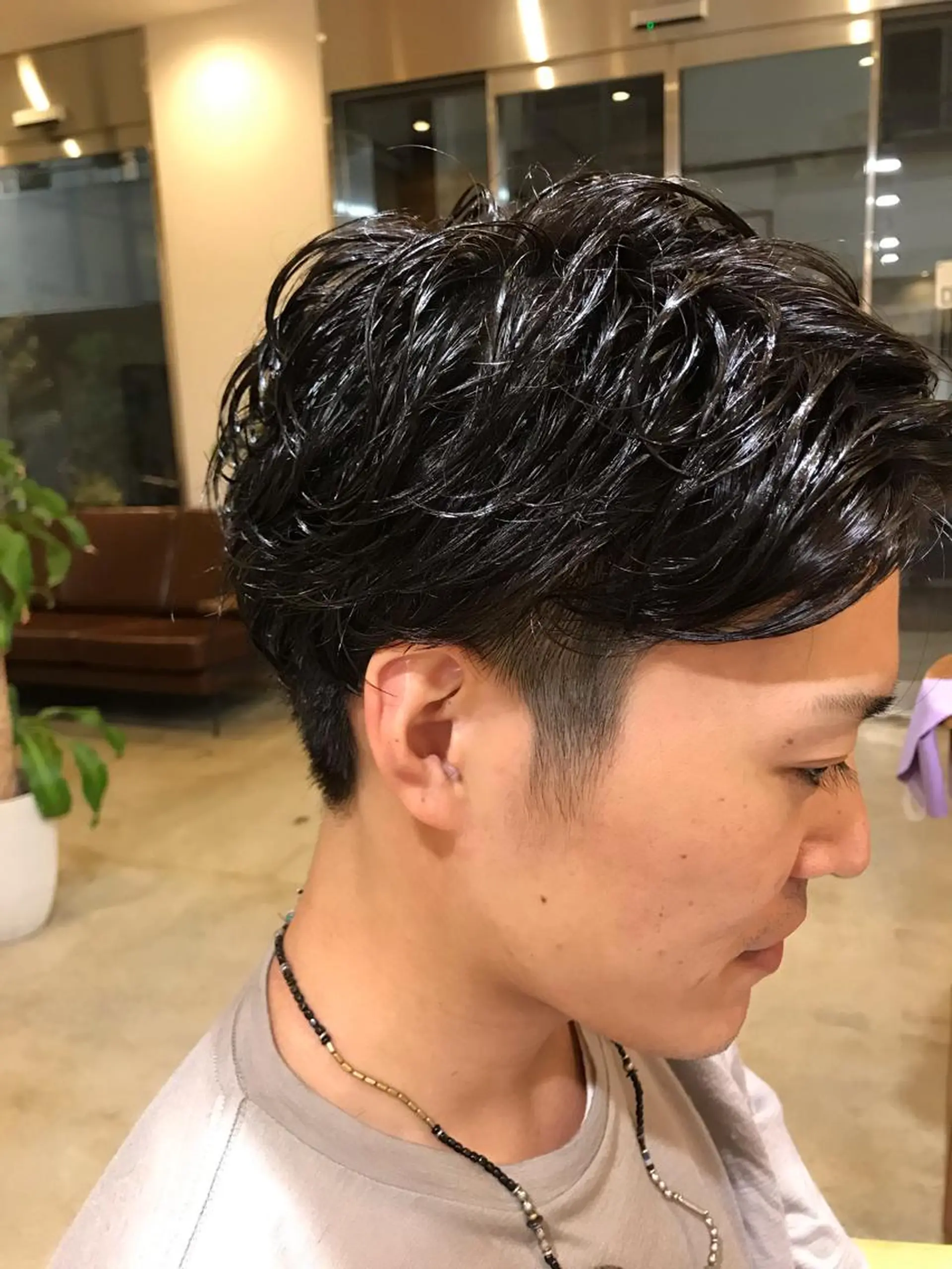 パーマ メンズ 暖色カラー🍊 ボブ🌿顔周りcutのヘアスタイル