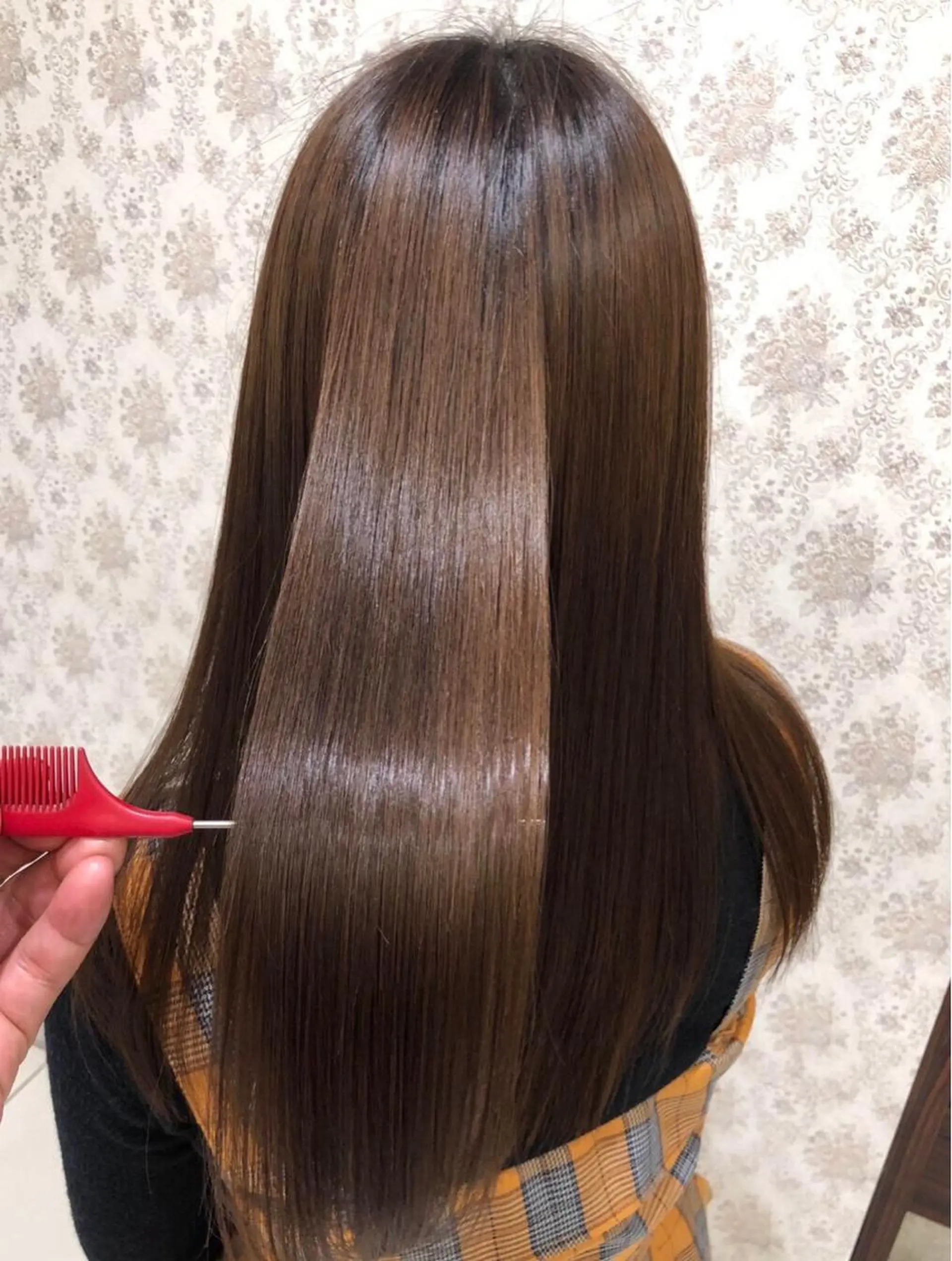 ロング カラー ハイダメージ毛 縮毛矯正のヘアスタイル