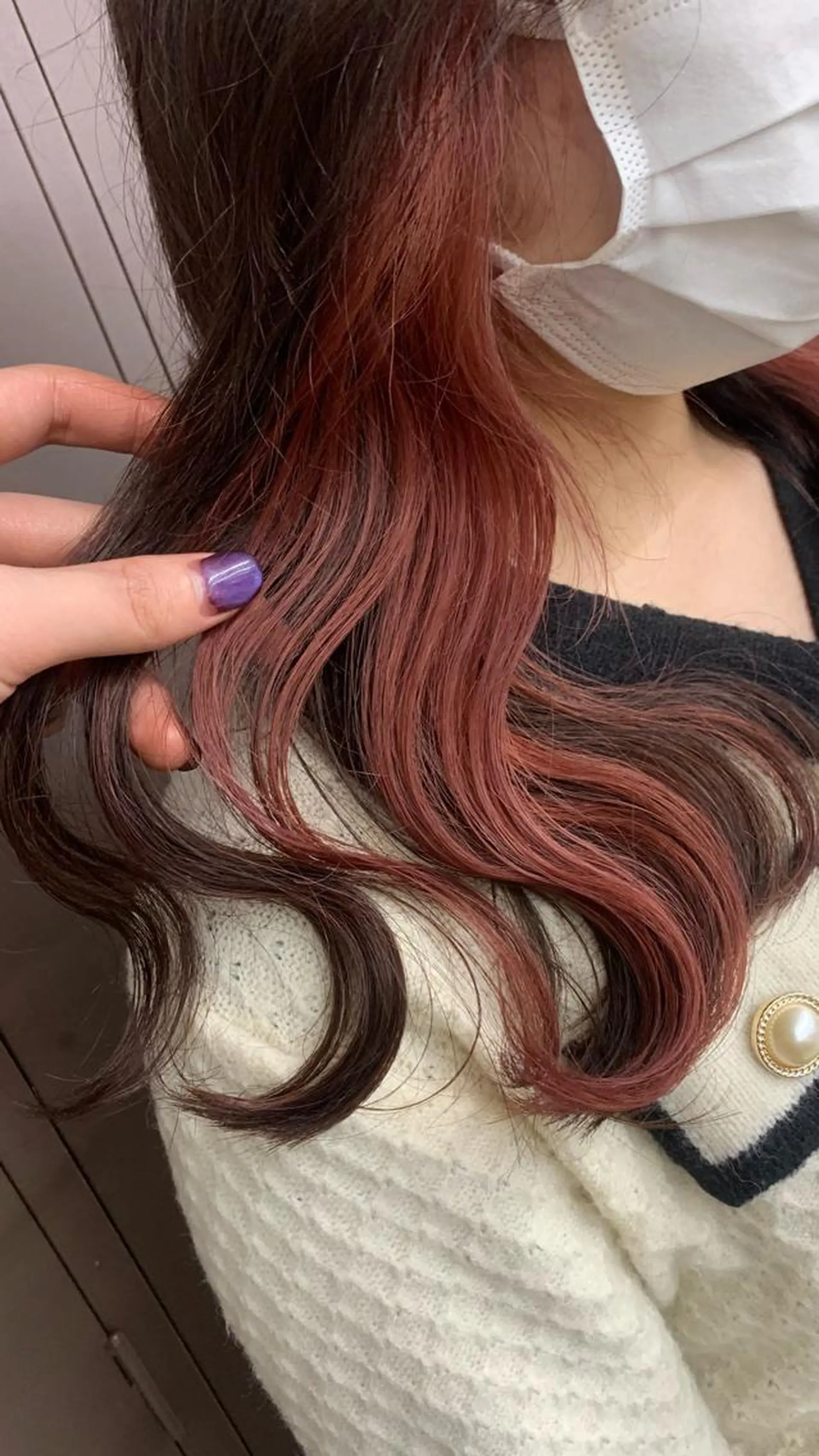 ミディアム カラー ブラウンカラー カシス インナーカラー ピンクカラー カット ヘアカラー 日韓レイヤー🇰🇷 艶カラー/ナカネのヘアスタイル