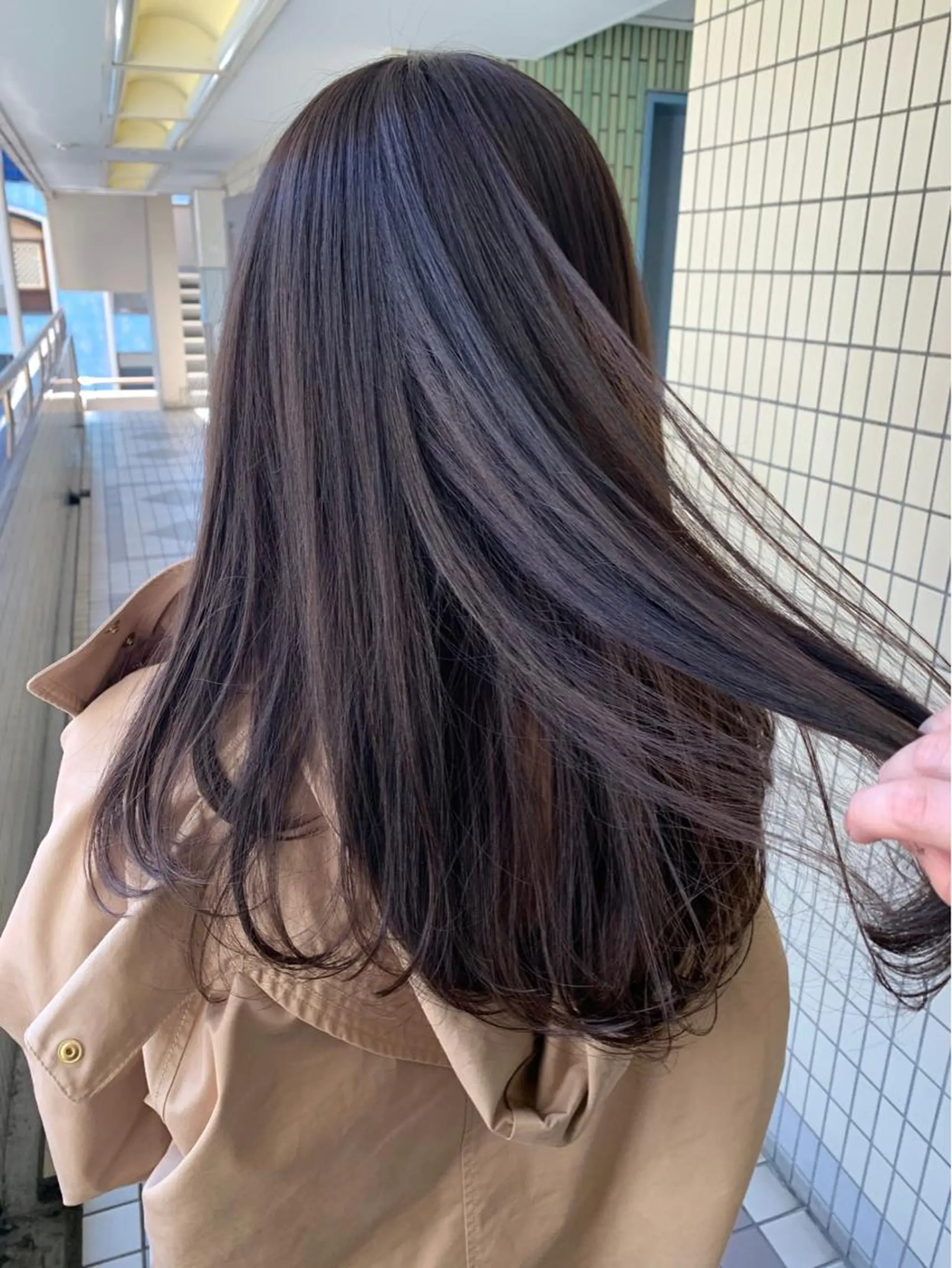 ロング カラー ベージュカラー パープルカラー パーマ美容師 hanaのヘアスタイル