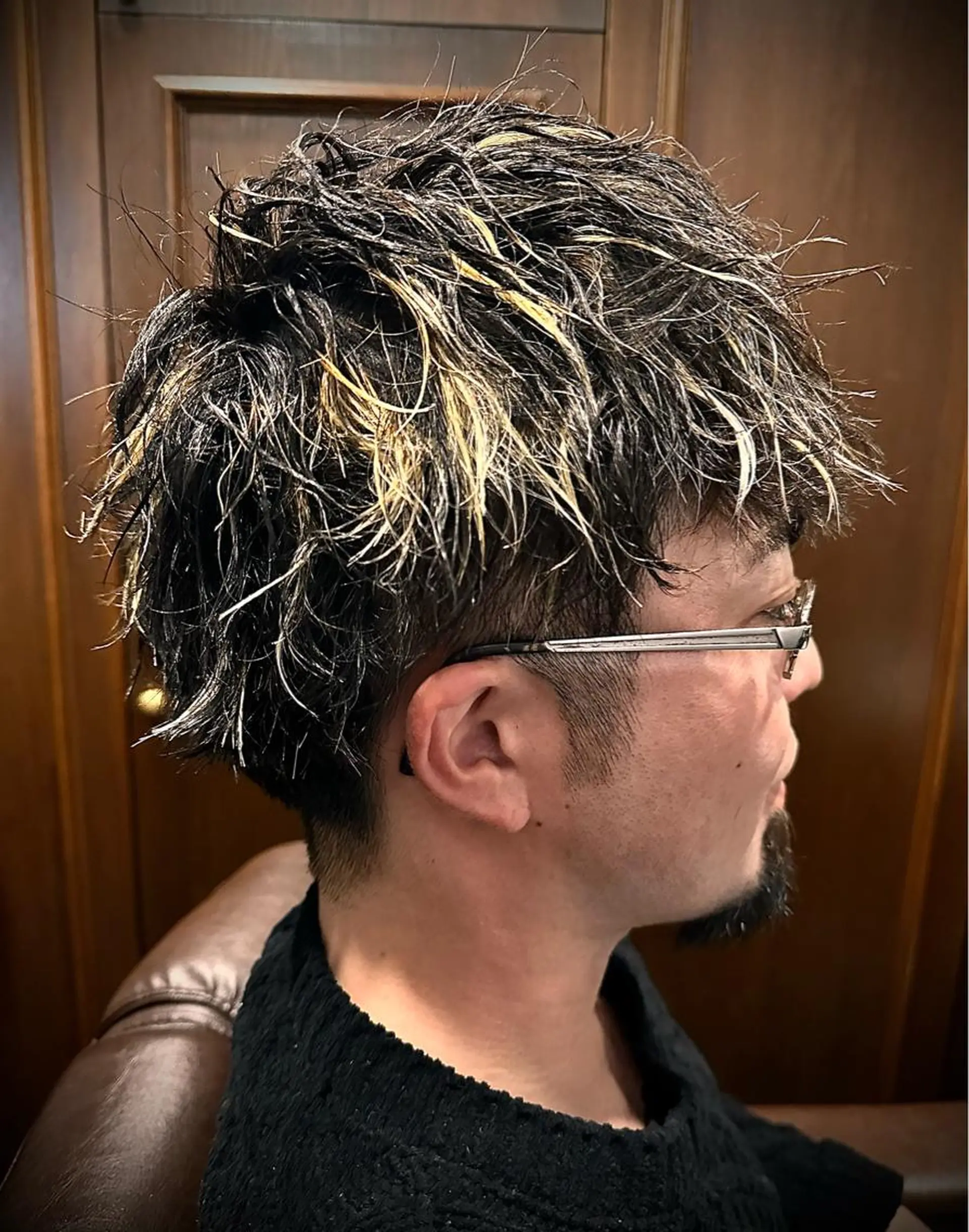 ミディアム カラー パーマ メンズ メンズメッシュ メッシュ ヒロ銀座/大槻 湧也のヘアスタイル