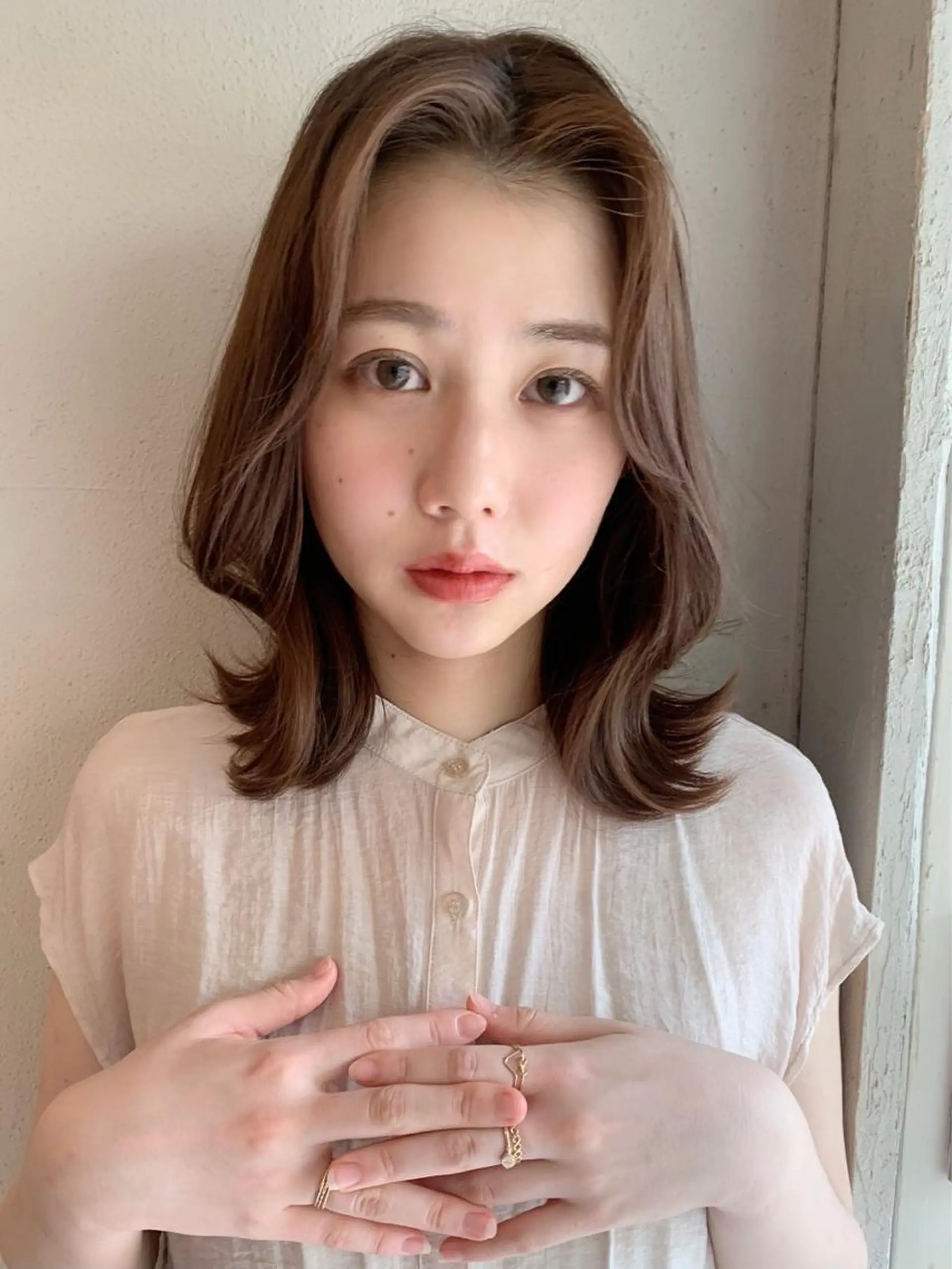 ミディアム カラー カット ヘアカラー トリートメント ヘッドスパ ヘアセット 透明感/オリーブ/ グレージュ/YUKAのヘアスタイル