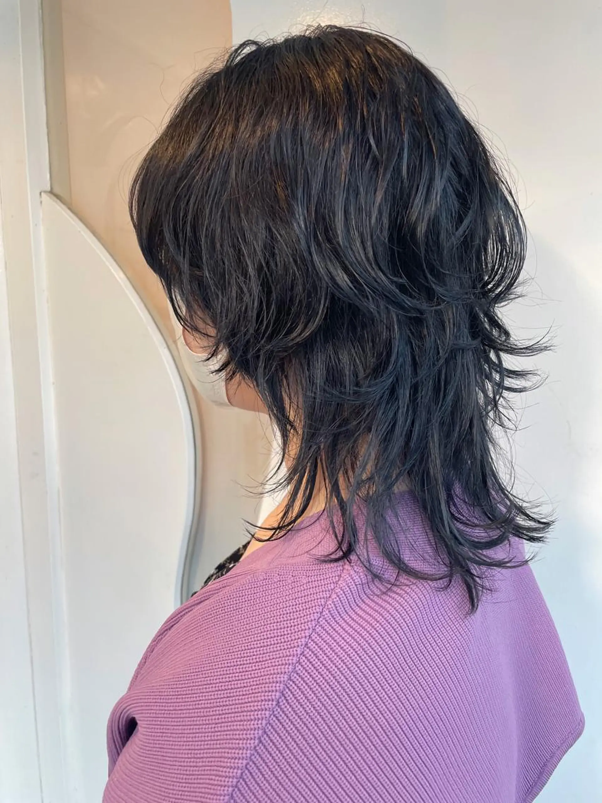 セミロング 顔まわりレイヤー レイヤーカット ウルフカット カット パーマ 🐺高椋 海/ウルフ/レイヤーのヘアスタイル