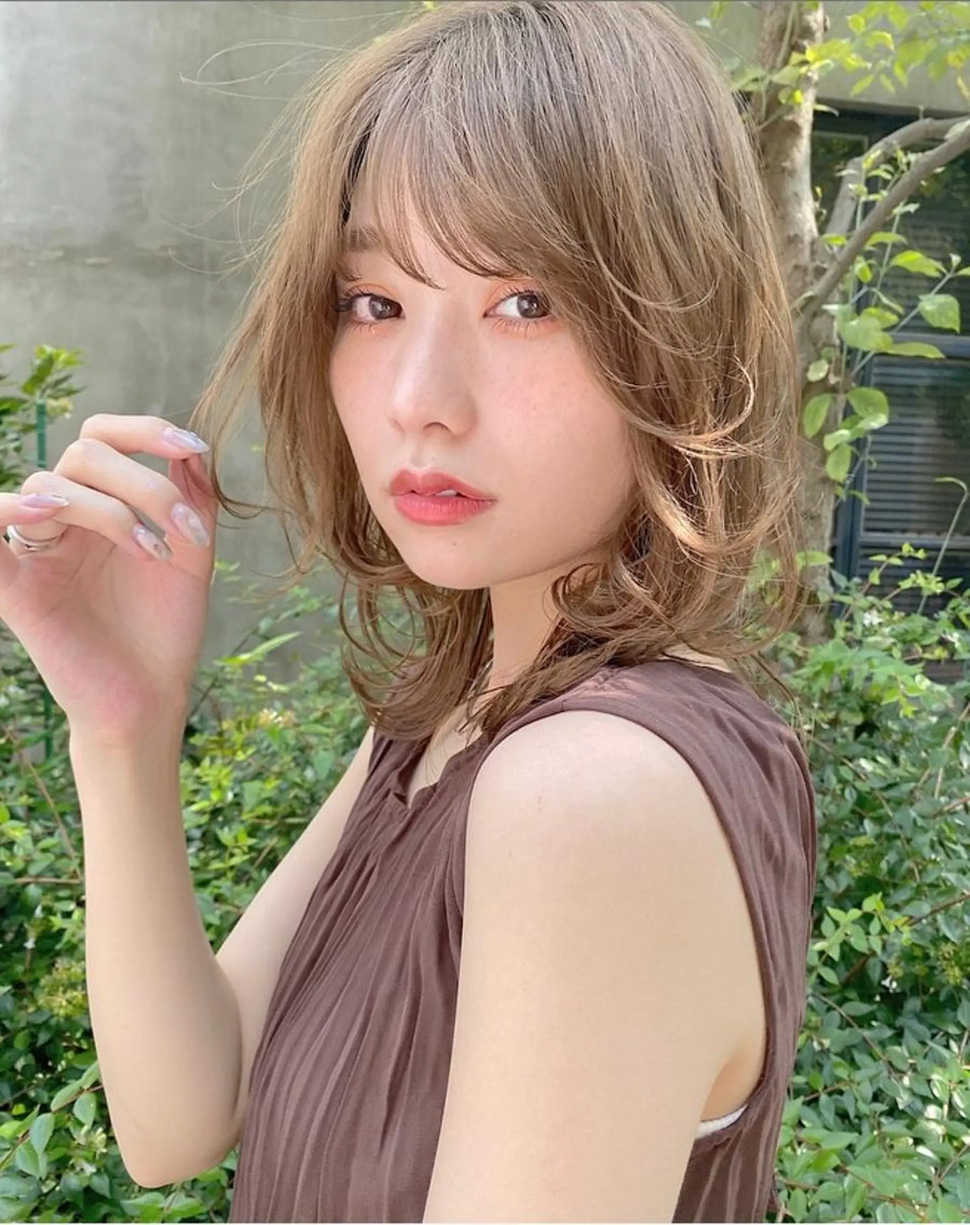 セミロング カラー ベージュカラー ミルクティーベージュ ヘアカラー トリートメント ヘアセット 地毛風艶カラー🌿 喜多夏海のヘアスタイル