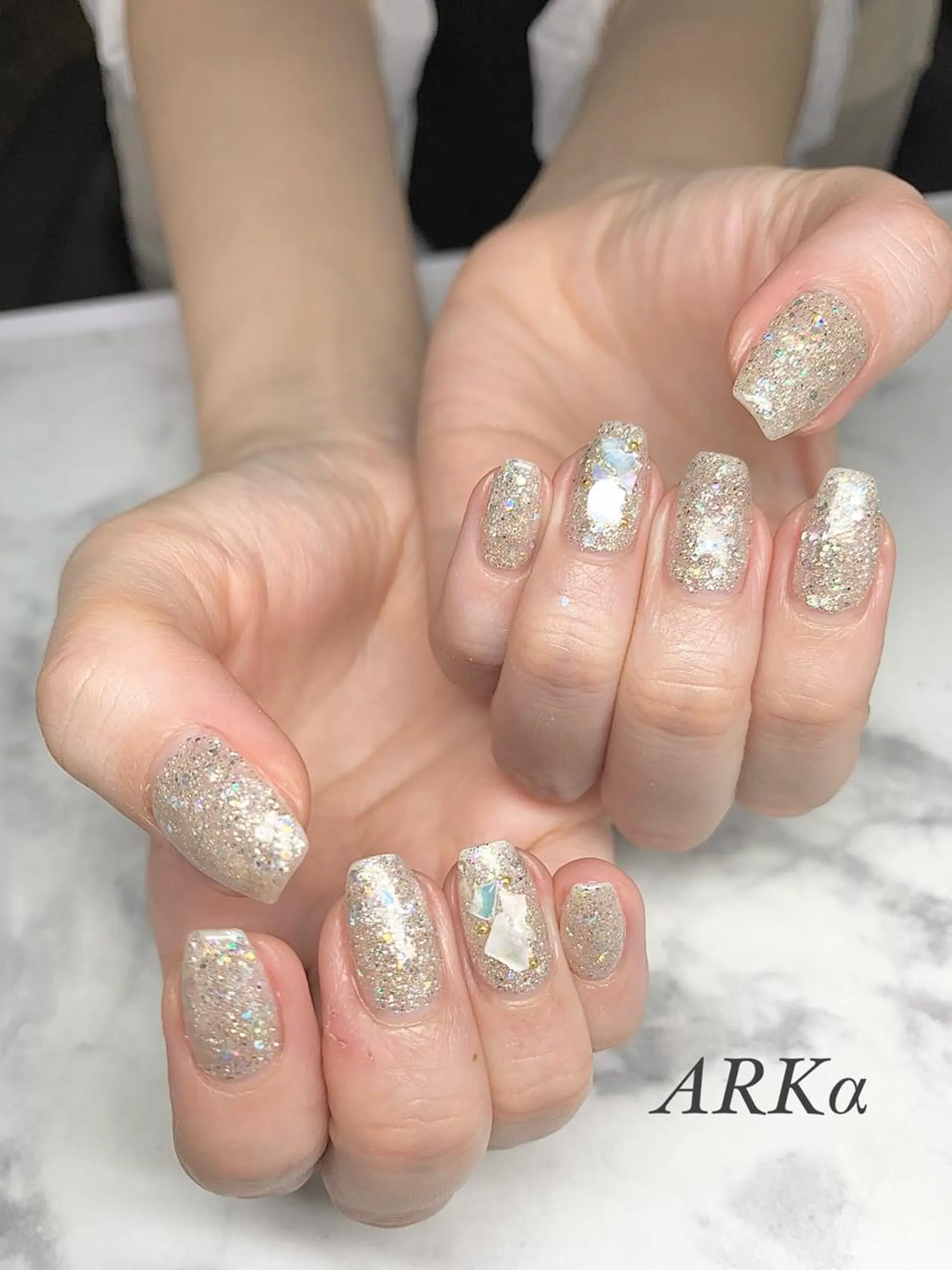 セミロング ネイル アートネイル ハンドネイル ARKα SHIORIのネイルデザイン