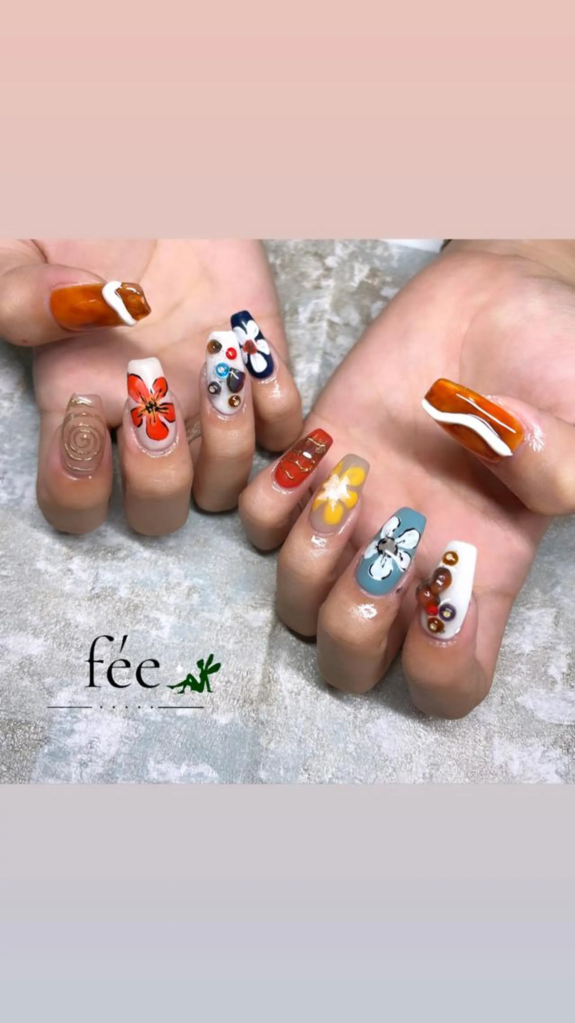 ネイル フットネイル ジェルネイル 韓国ネイル マグネットネイル ミラーネイル ハンドネイル nail salon fee（フィー）のネイルデザイン