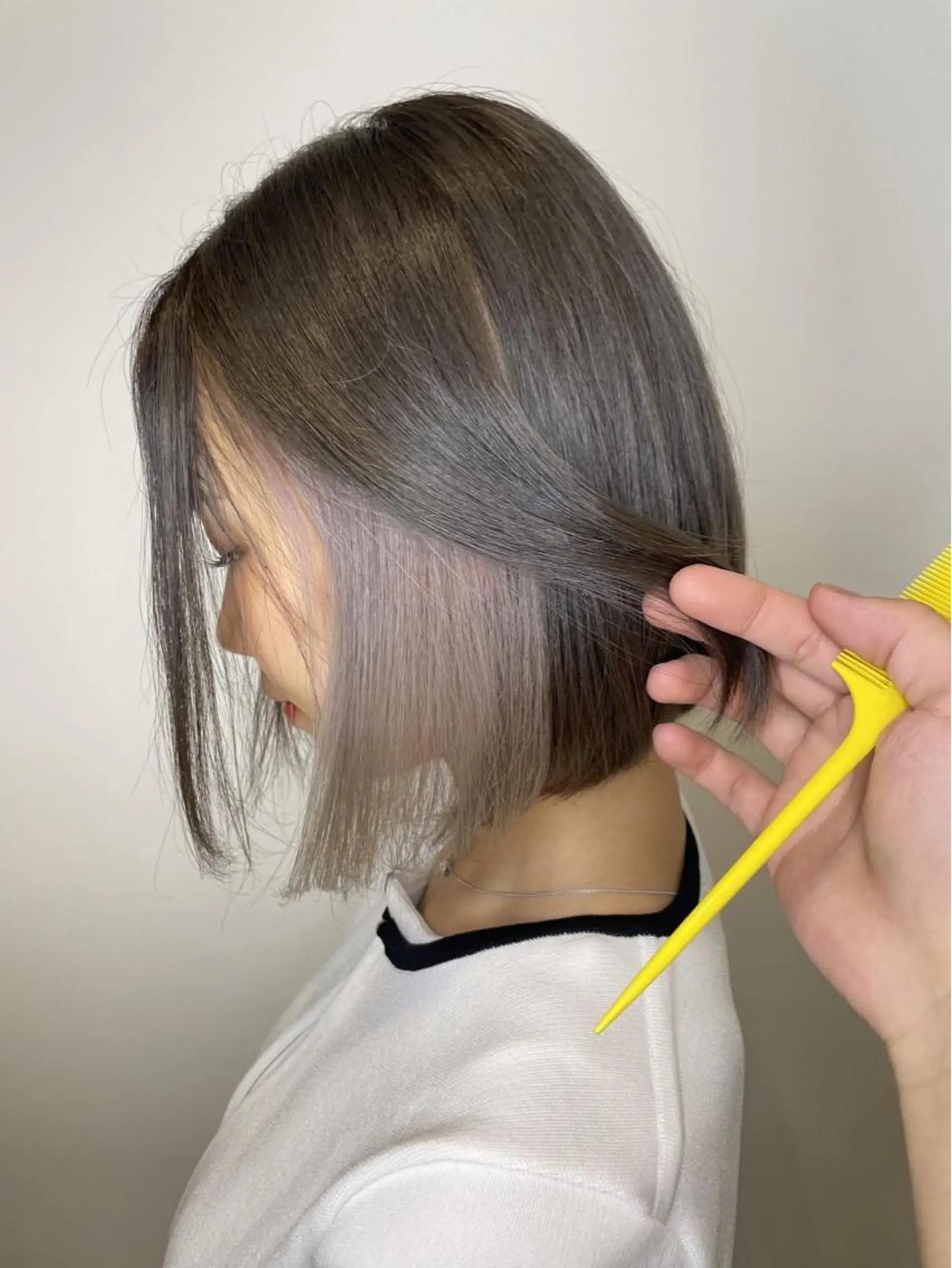 セミロング カラー ミストバング ベージュカラー ブリーチ ブルーカラー ケアブリーチ ヘアカラー トリートメント matiz マティス　表参道所属・💙アンブレラカラー 髪質改善　丸尾】のヘアスタイル