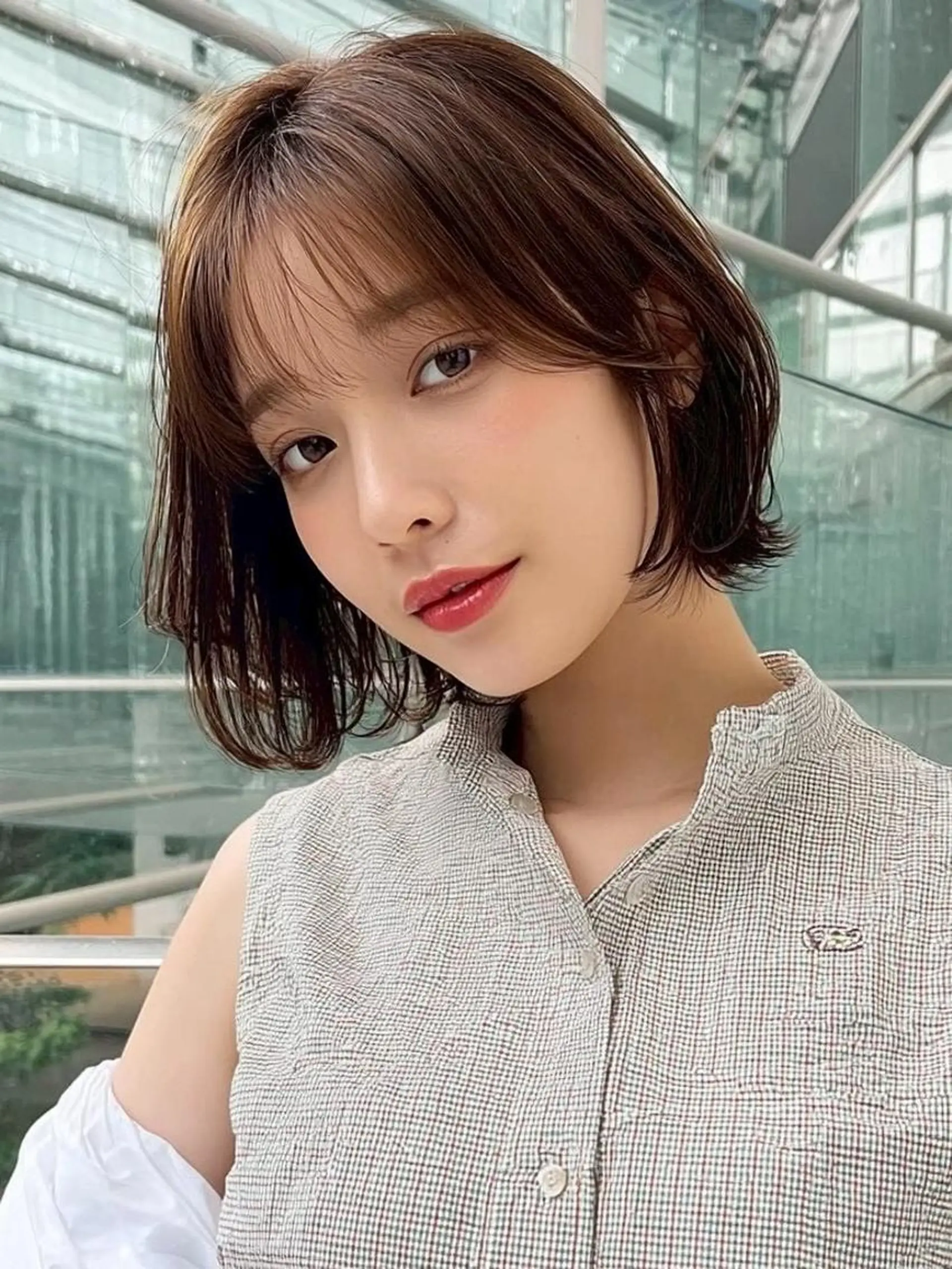 ミディアム 切りっぱなしボブ ショートボブ ボブ 髪質改善 縮毛矯正 ✨髪質改善ストレート ✨/ミヤビのヘアスタイル