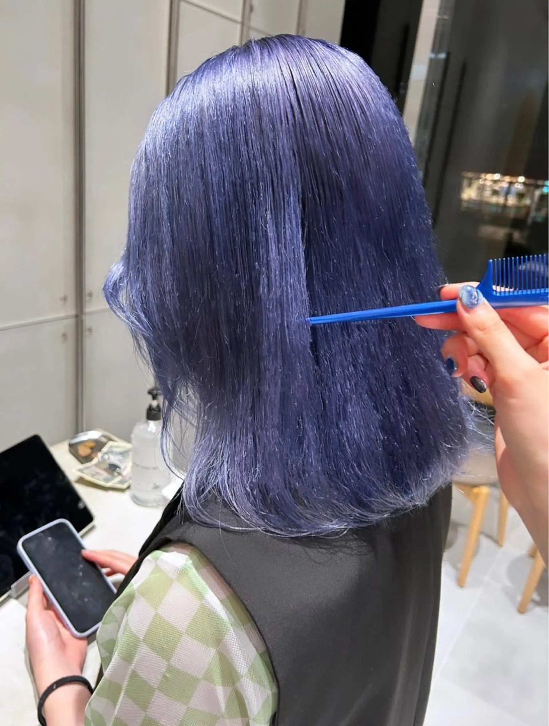 セミロング カラー ブリーチ ブルーカラー ケアブリーチ ラベンダーカラー ヘアカラー トリートメント ヘアセット ショートカット/ ハイトーン🪼風香のヘアスタイル