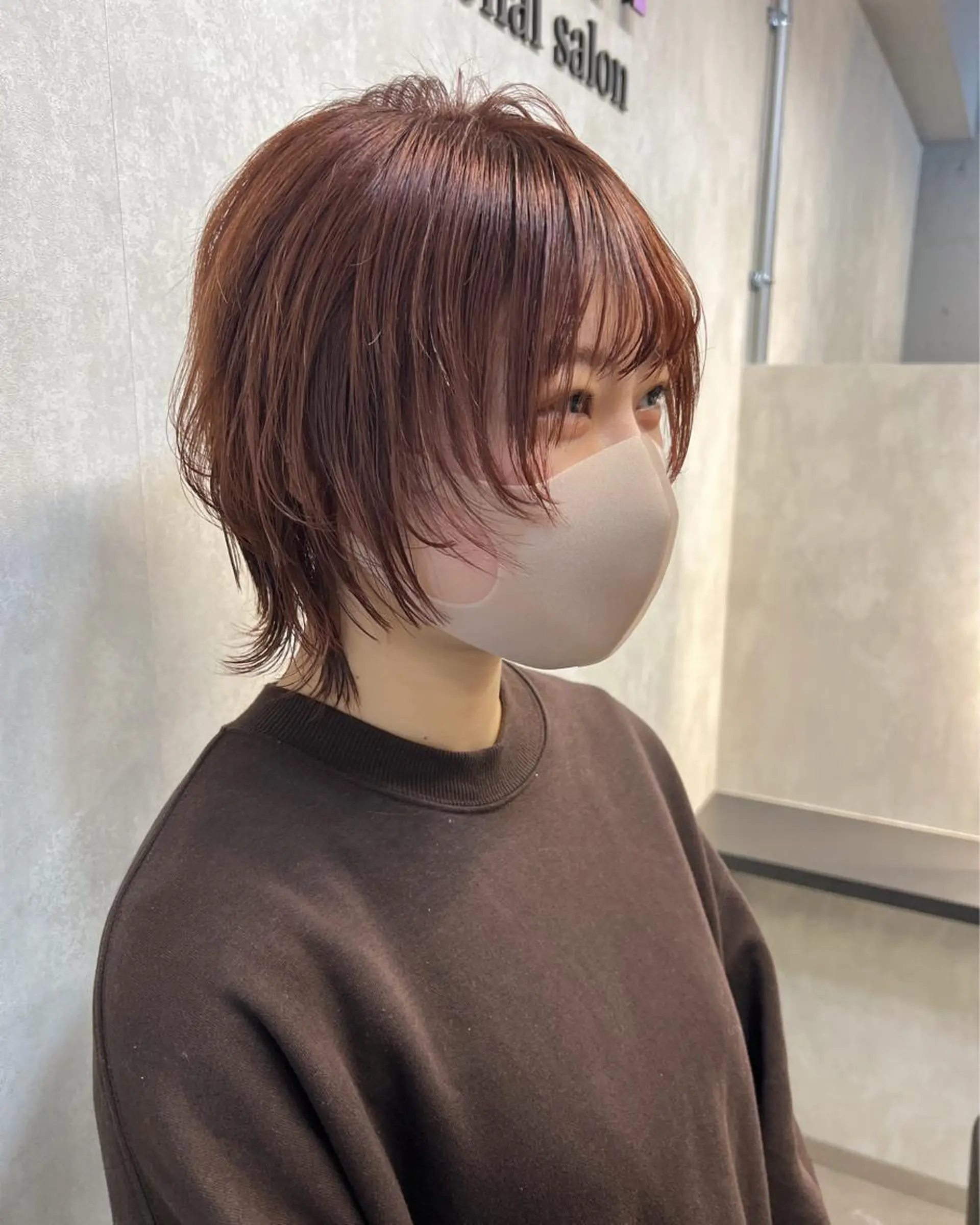 ミディアム カット ヘアカラー トリートメント ブリーチ/ウルフ ハッシュカット/石山のヘアスタイル