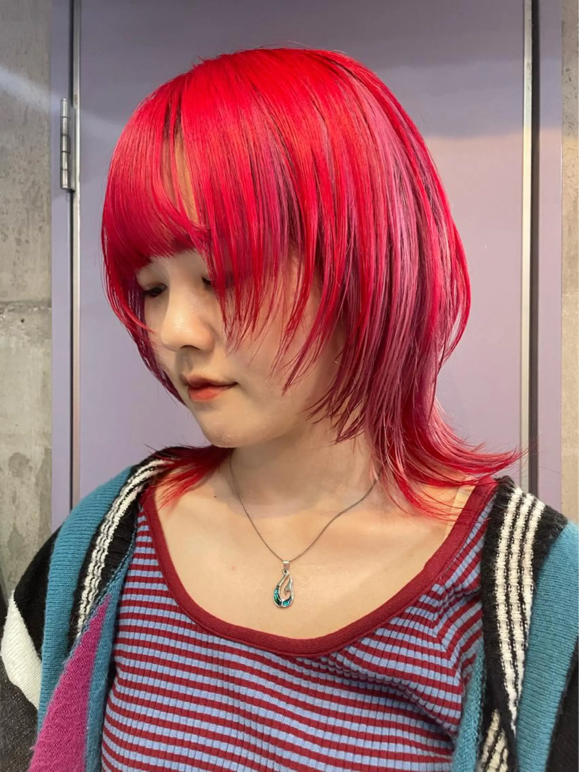 ミディアム カラー カット ヘアカラー ハイトーン/ブリーチ /ウルフ⛓️MAKIのヘアスタイル