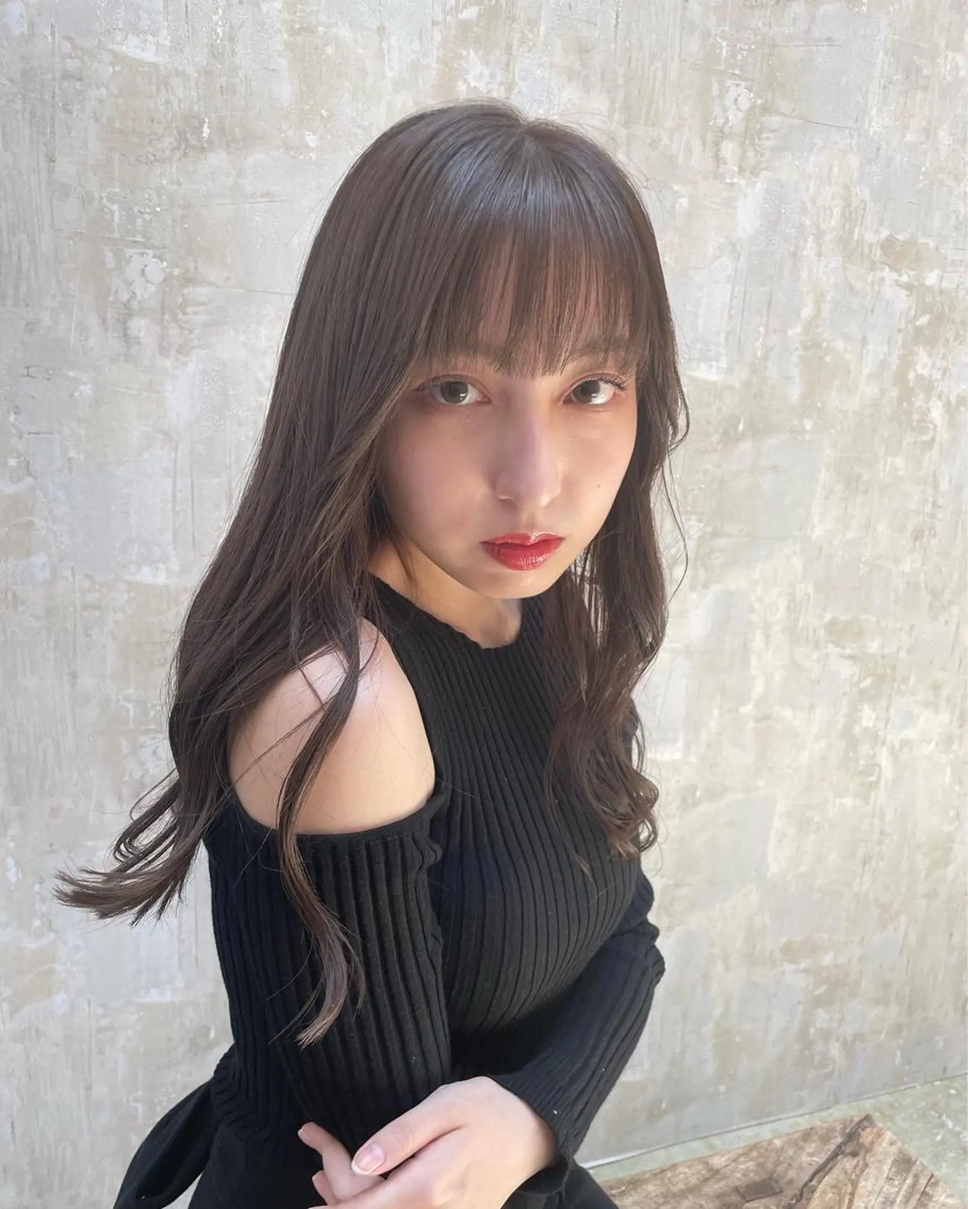 ロング カット ヘアカラー トリートメント ミルクティーベージュ ❤︎レイヤー　MIAのヘアスタイル