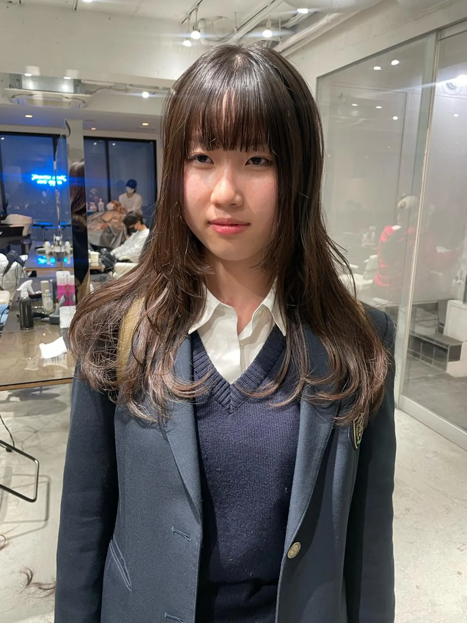 ロング ボブ ハイライト 髪質改善 韓国風ヘア レイヤーカット カット トリートメント スパイラルパーマ 🌐hina⭐️のヘアスタイル