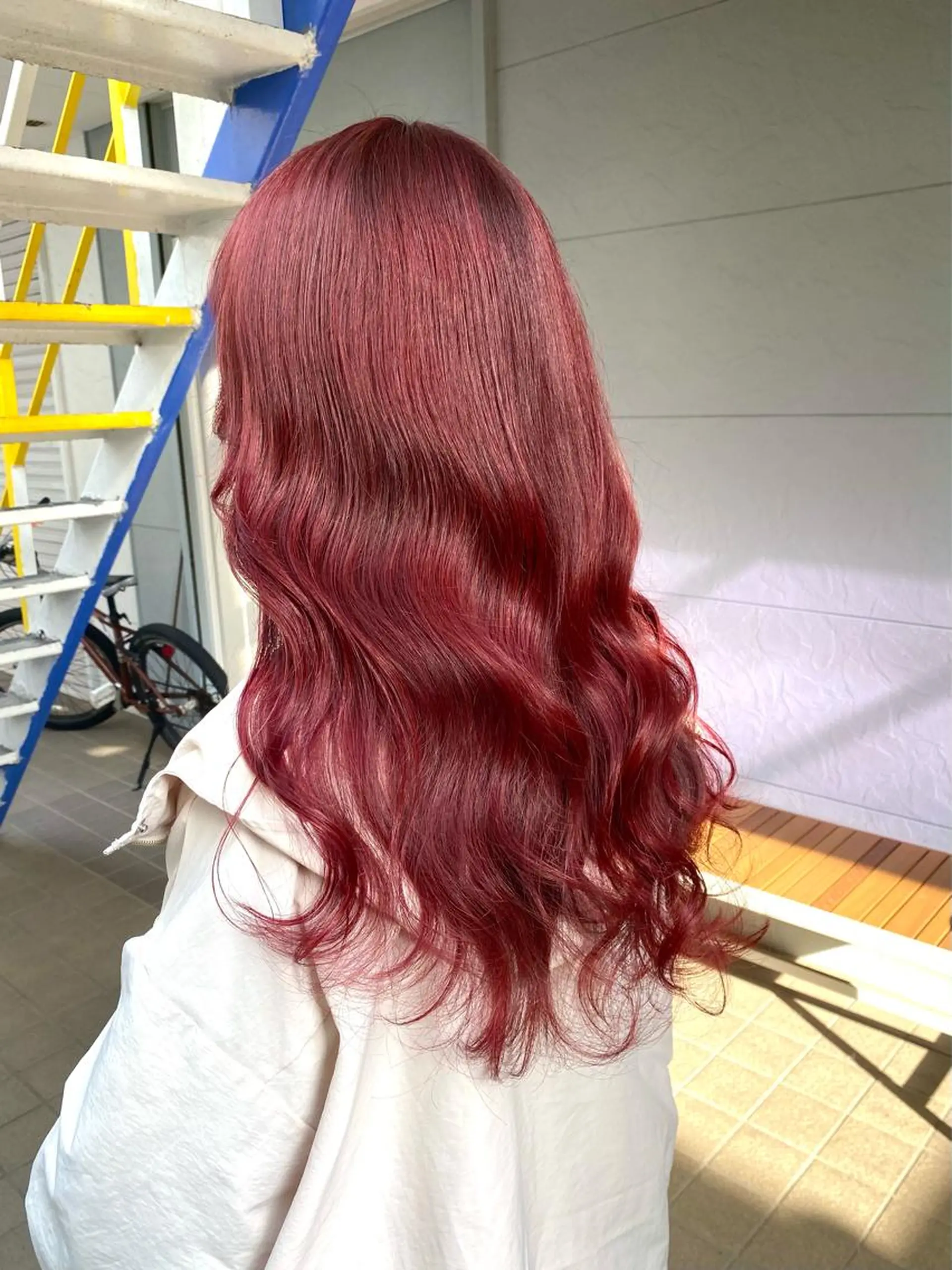 ミディアム カラー レッドカラー ヘアカラー トリートメント lani 天神大名/ブリーチのヘアスタイル