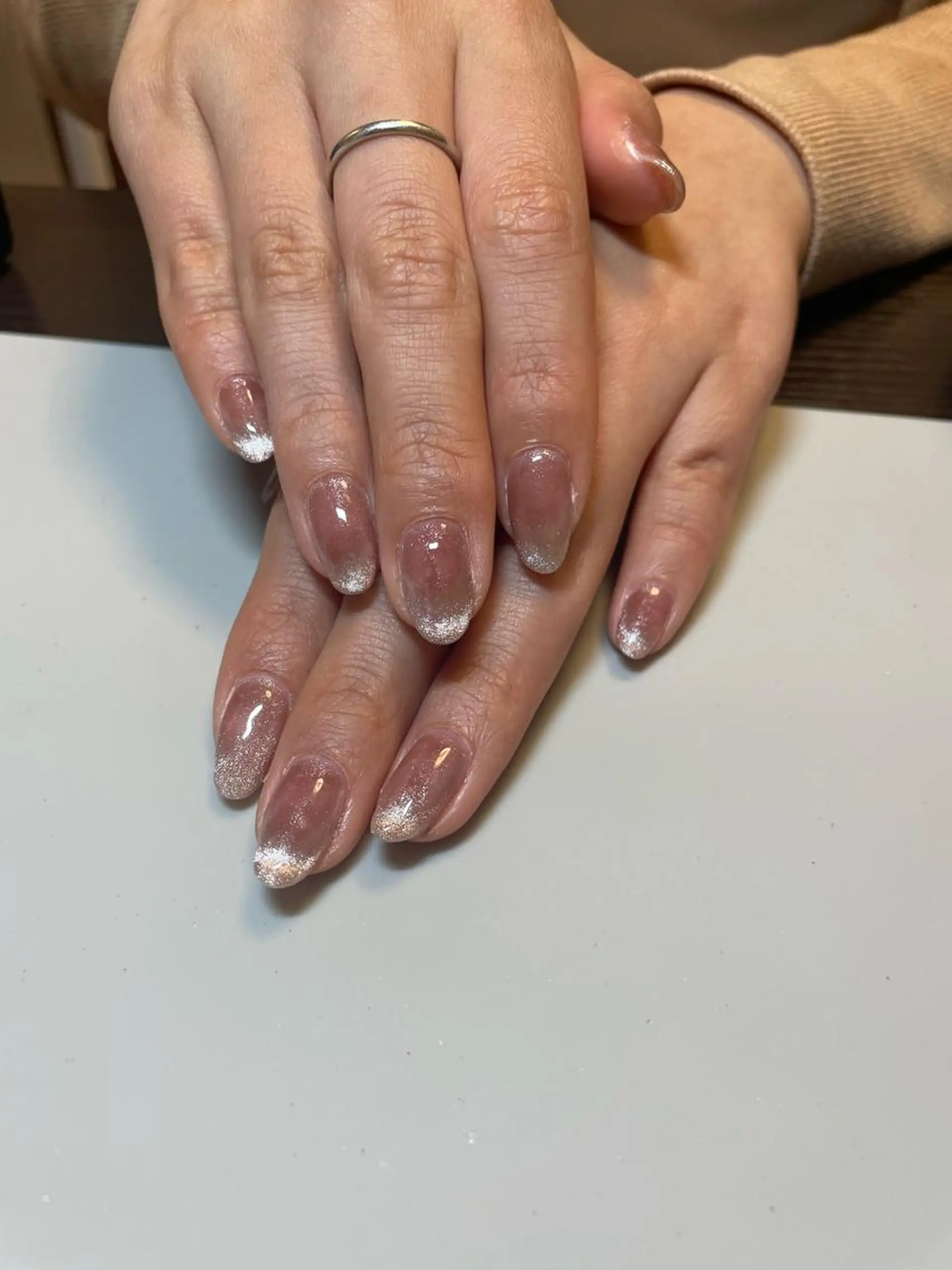 ネイル フレンチネイル マグネットネイル ピンク nail cute 亀有のネイルデザイン