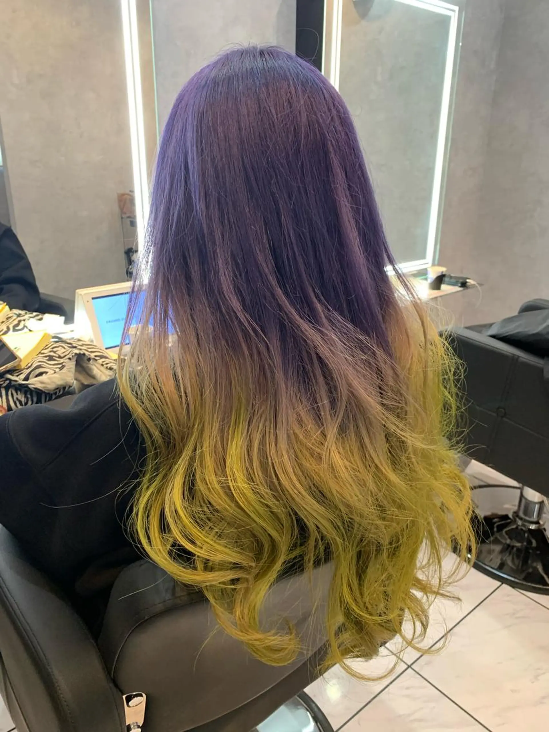 ロング カラー グラデーションカラー ラベンダーカラー イエローカラー 透明感/ブリーチ縮毛 /髪質改善/星野純一のヘアスタイル