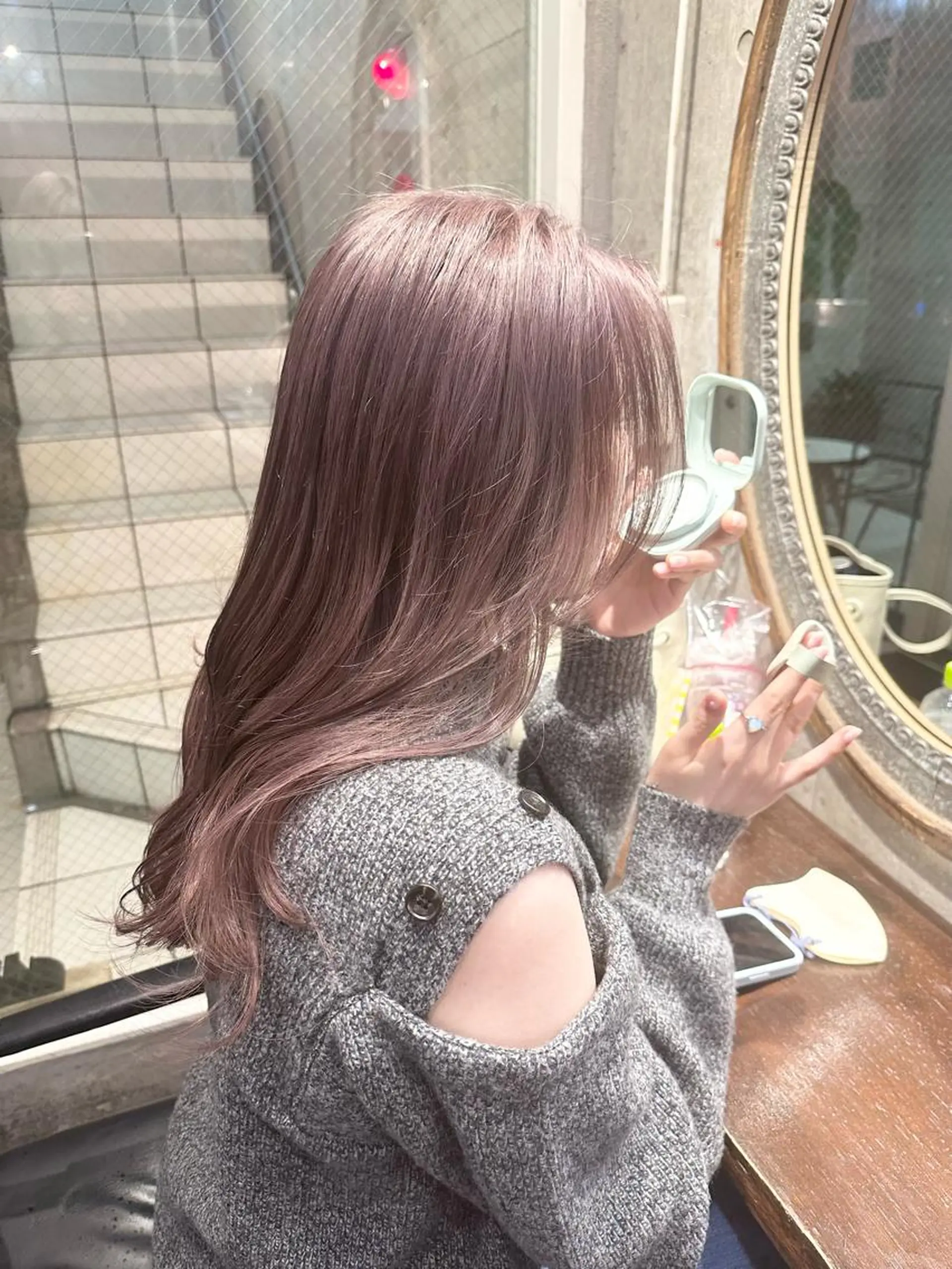 ロング カラー ブリーチ 透明感カラー ピンクカラー 中韓mix💖 トレンドヘアMIKUのヘアスタイル