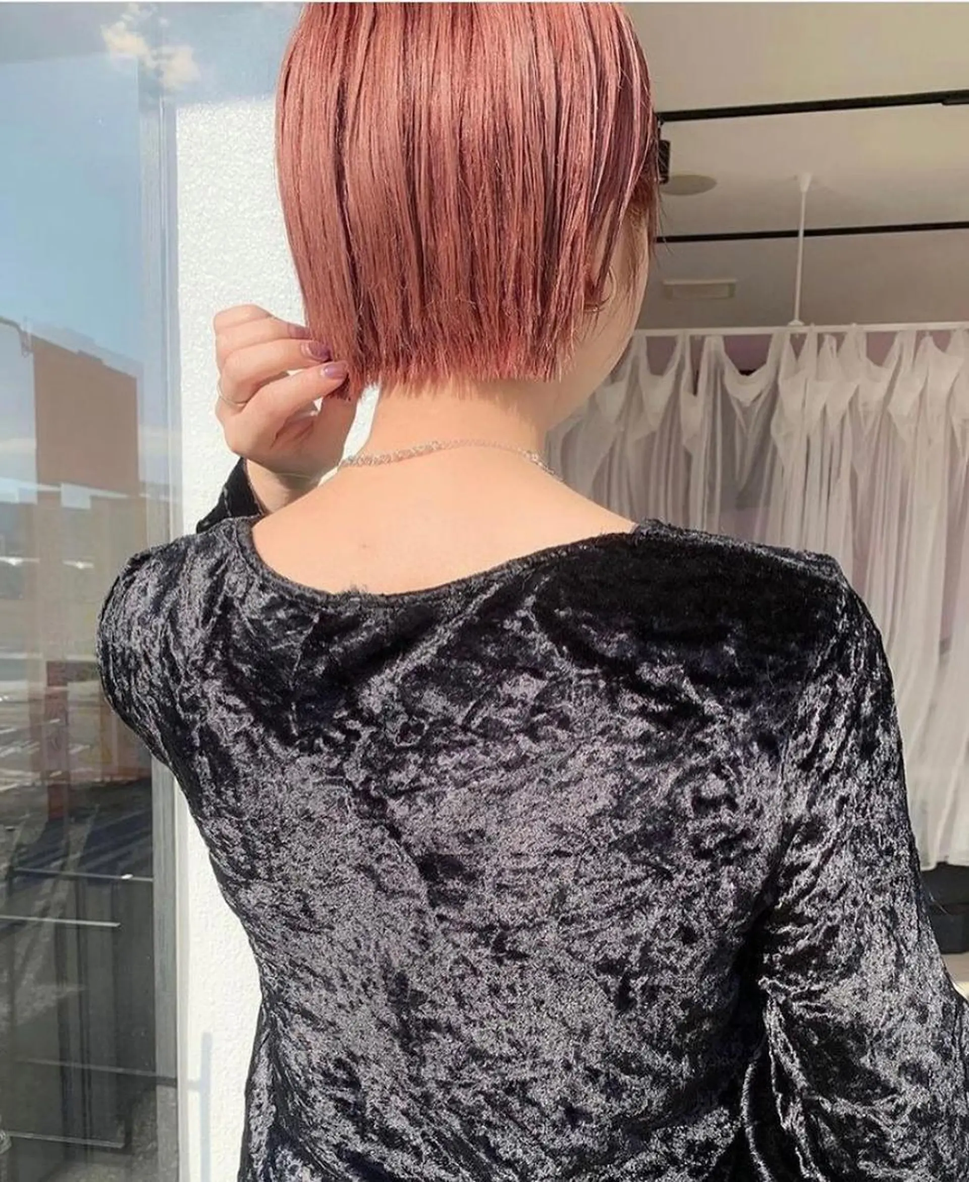 ショート カラー ピンクカラー 藤井 貴美子のヘアスタイル