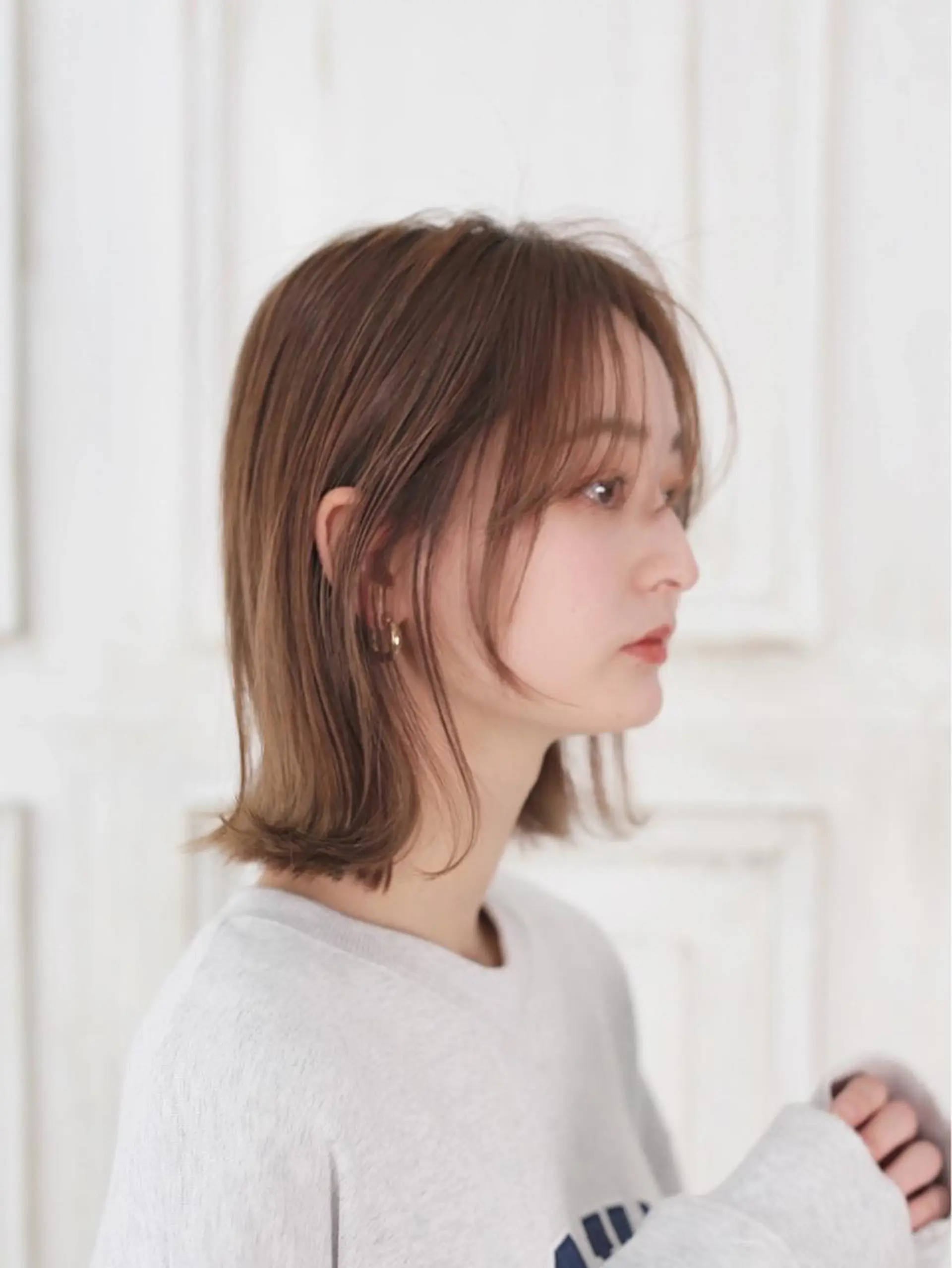 ミディアム カラー ベージュカラー イルミナカラー ボブ 小顔カット hair salon suiw所属・ショート✂︎メンズ 特化‬吉田義隆のヘアスタイル