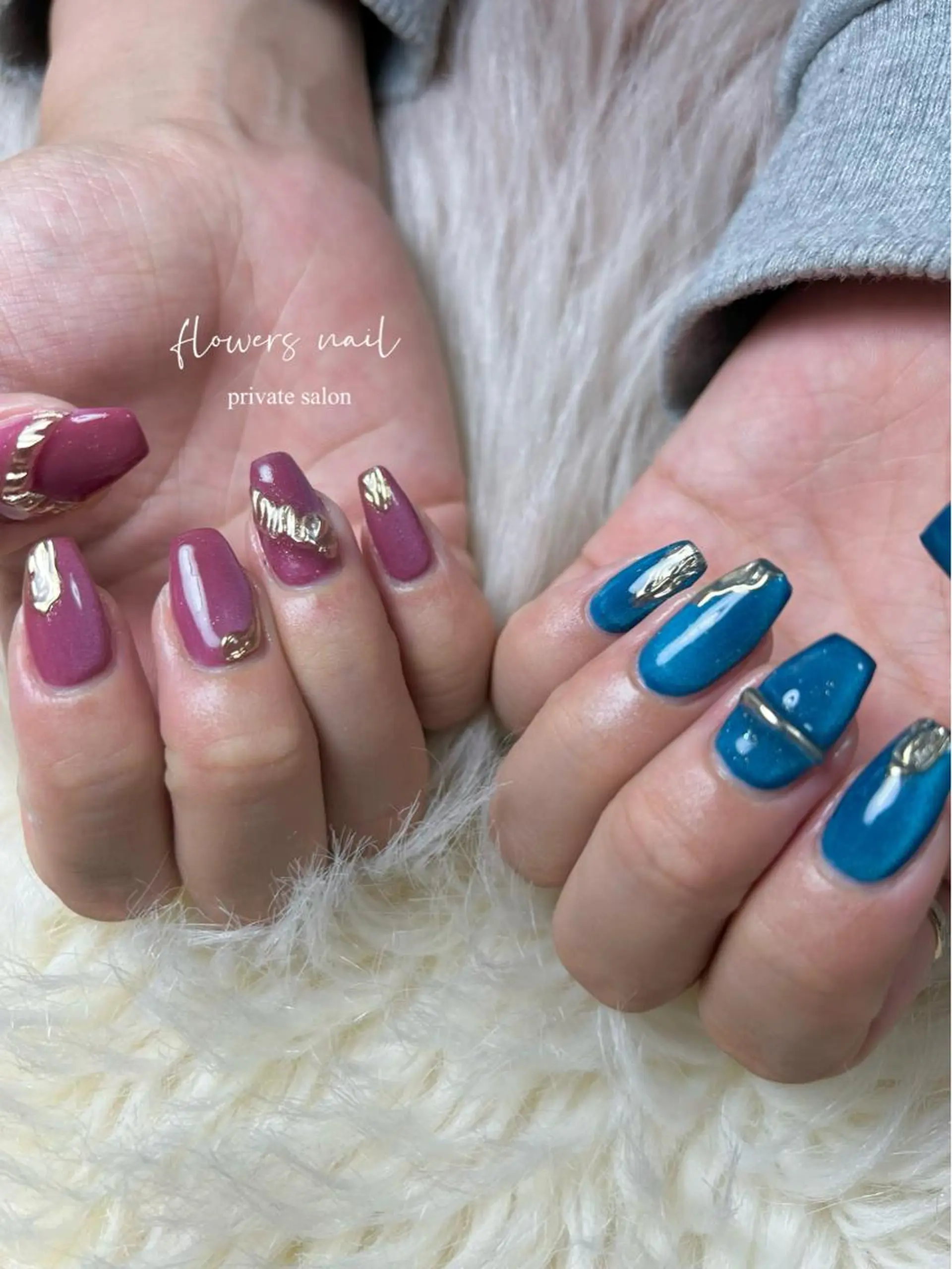 ネイル ジェルネイル マグネットネイル 持ち込み ニュアンスネイル パラジェル ハンドネイル flowers nailのネイルデザイン
