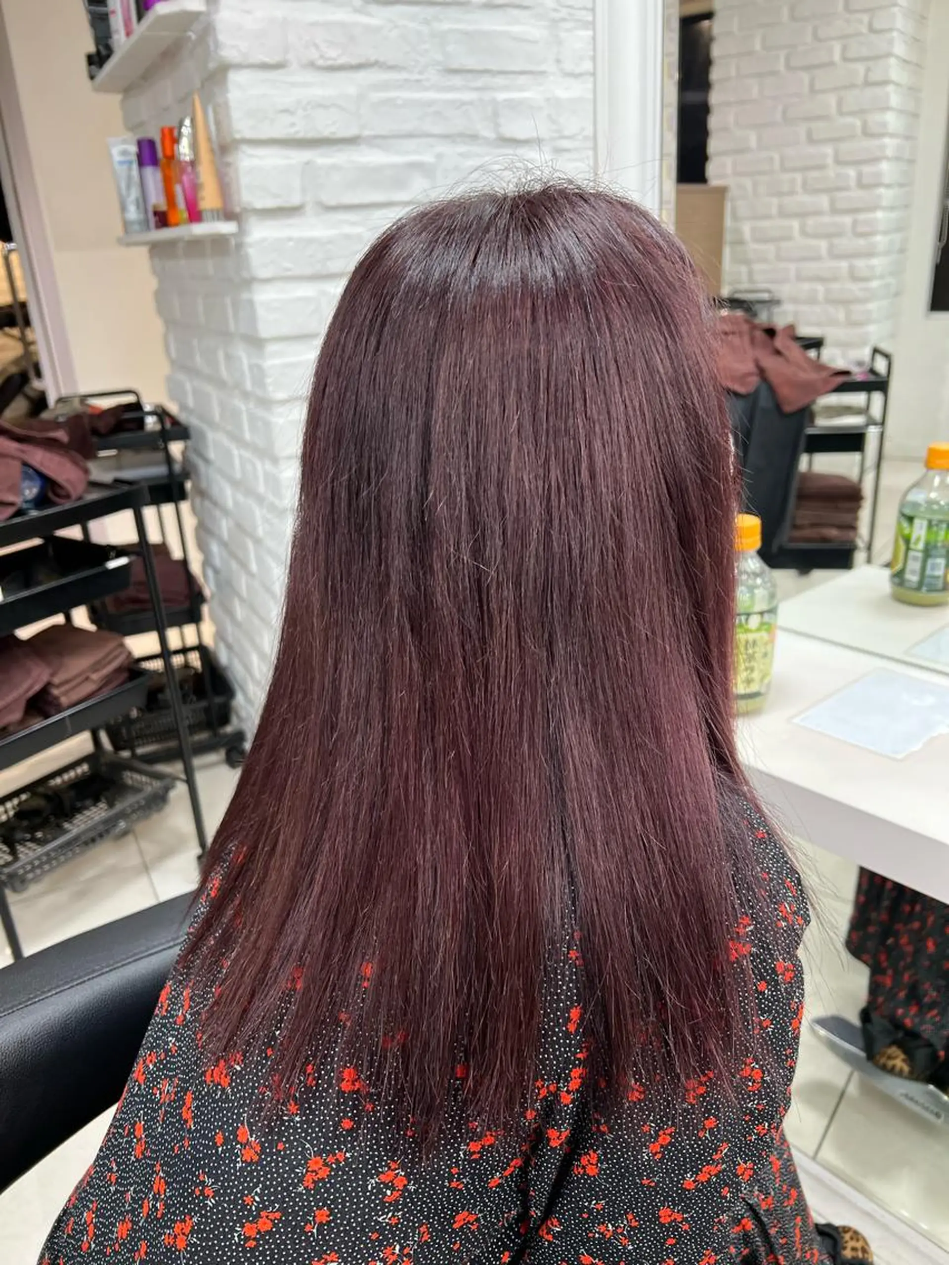 セミロング カラー ボルドーカラー 【暖色カラー特化】 中山由梨のヘアスタイル