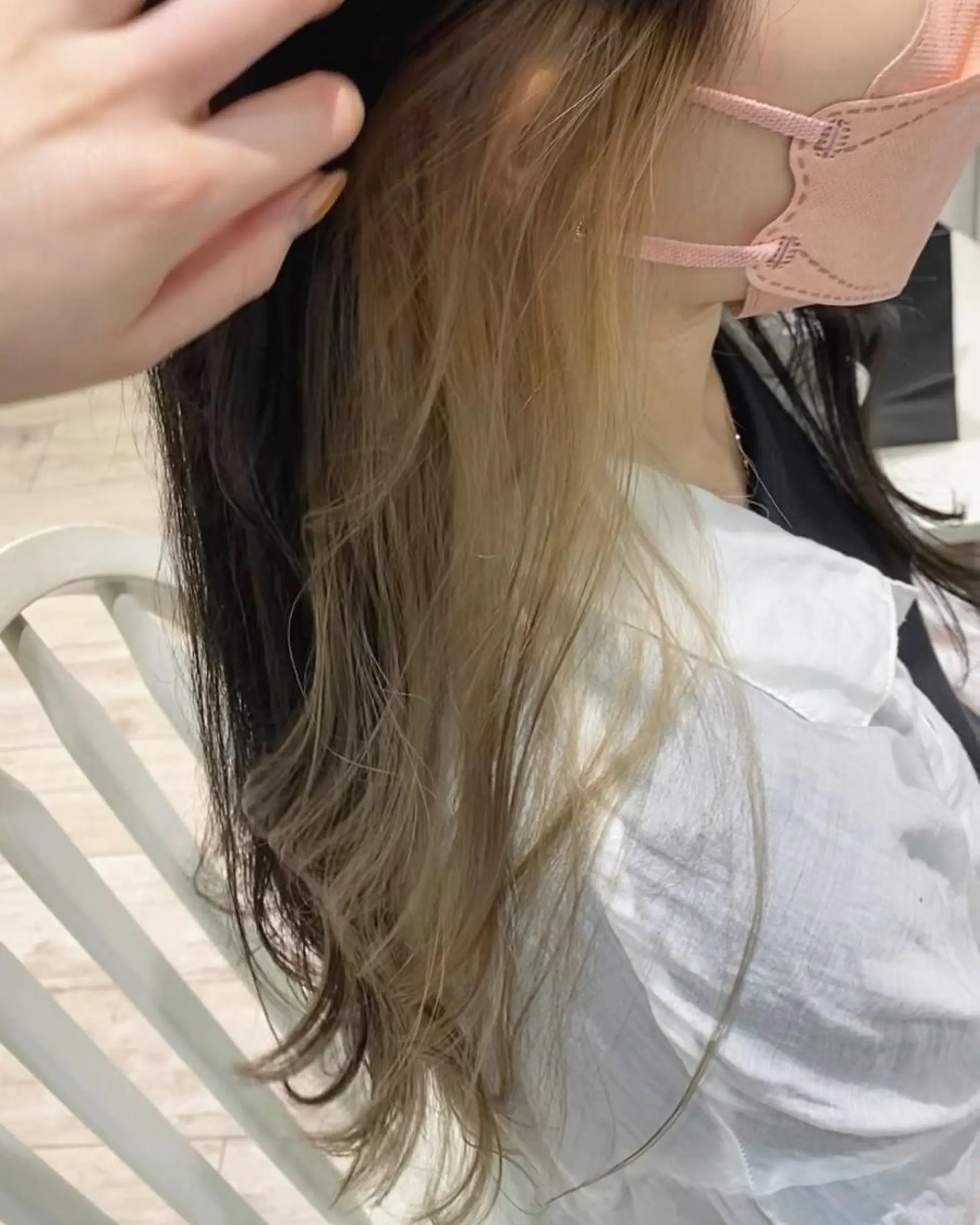 ロング カラー ベージュカラー ブリーチ Eliss 堀江所属・暖色カラー🎀 門内 梨真のヘアスタイル