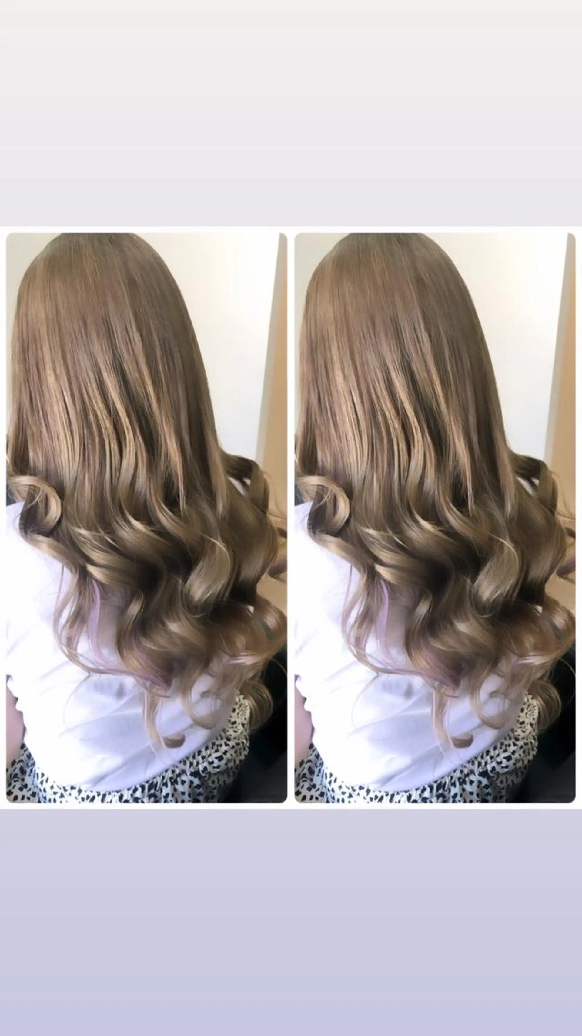 ロング カラー ヘアアレンジ シールエクステ ベージュカラー ハイトーンカラー ハイトーンベージュ ラベンダーカラー alpha. カラーエクステ下妻のヘアスタイル