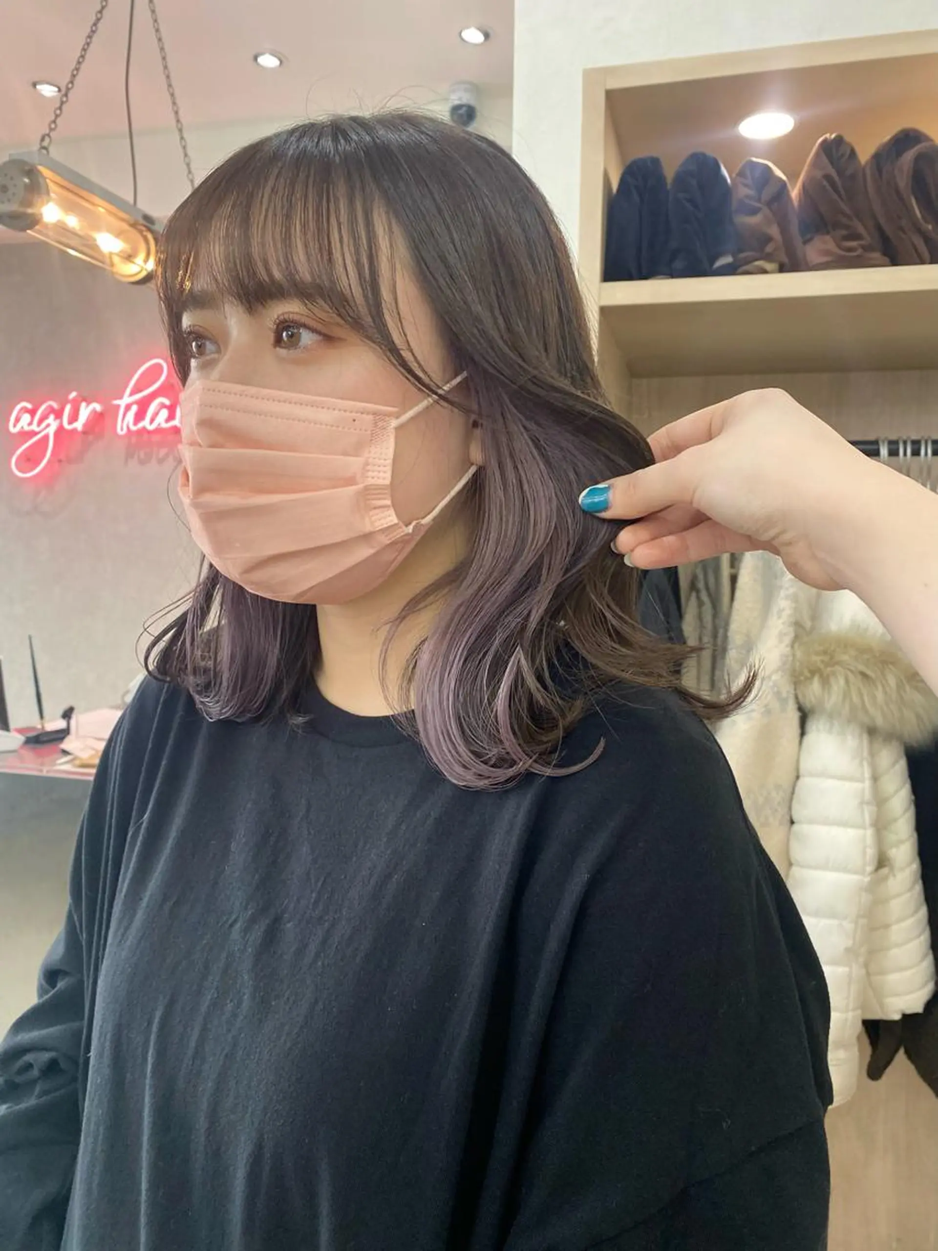 ミディアム カラー ヘアアレンジ ヘアカラー ♡韓国風ヘア 🐈♡MIHOのヘアスタイル