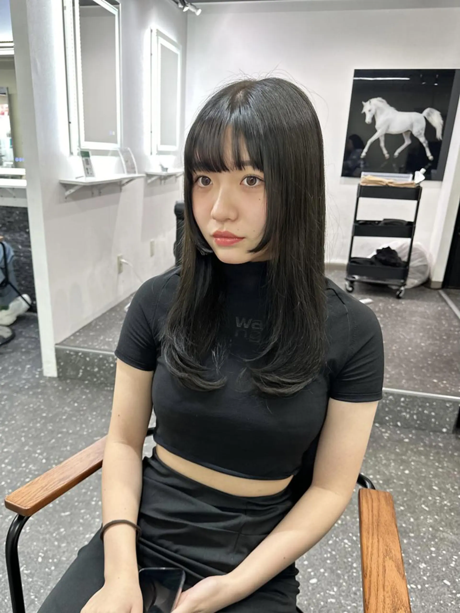 ロング カット ヘアカラー トリートメント 韓国風レイヤー🗝要 暗透カラー📓吉祥寺のヘアスタイル