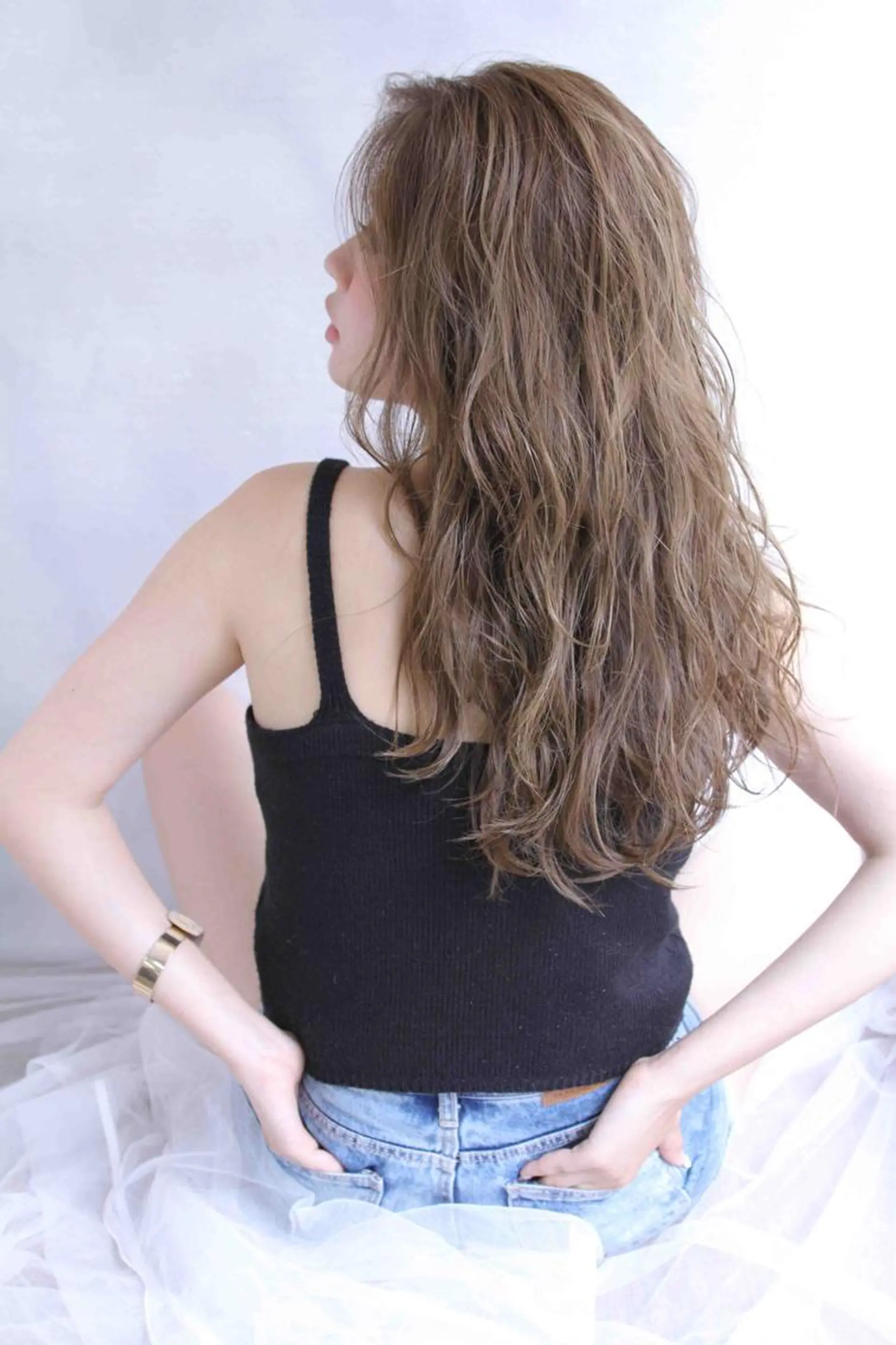 ロング カラー ヘアアレンジ EMANONシェアサロン心斎橋店所属・韓国メンズヘア　ミル クティボブ　足立佳代のヘアスタイル