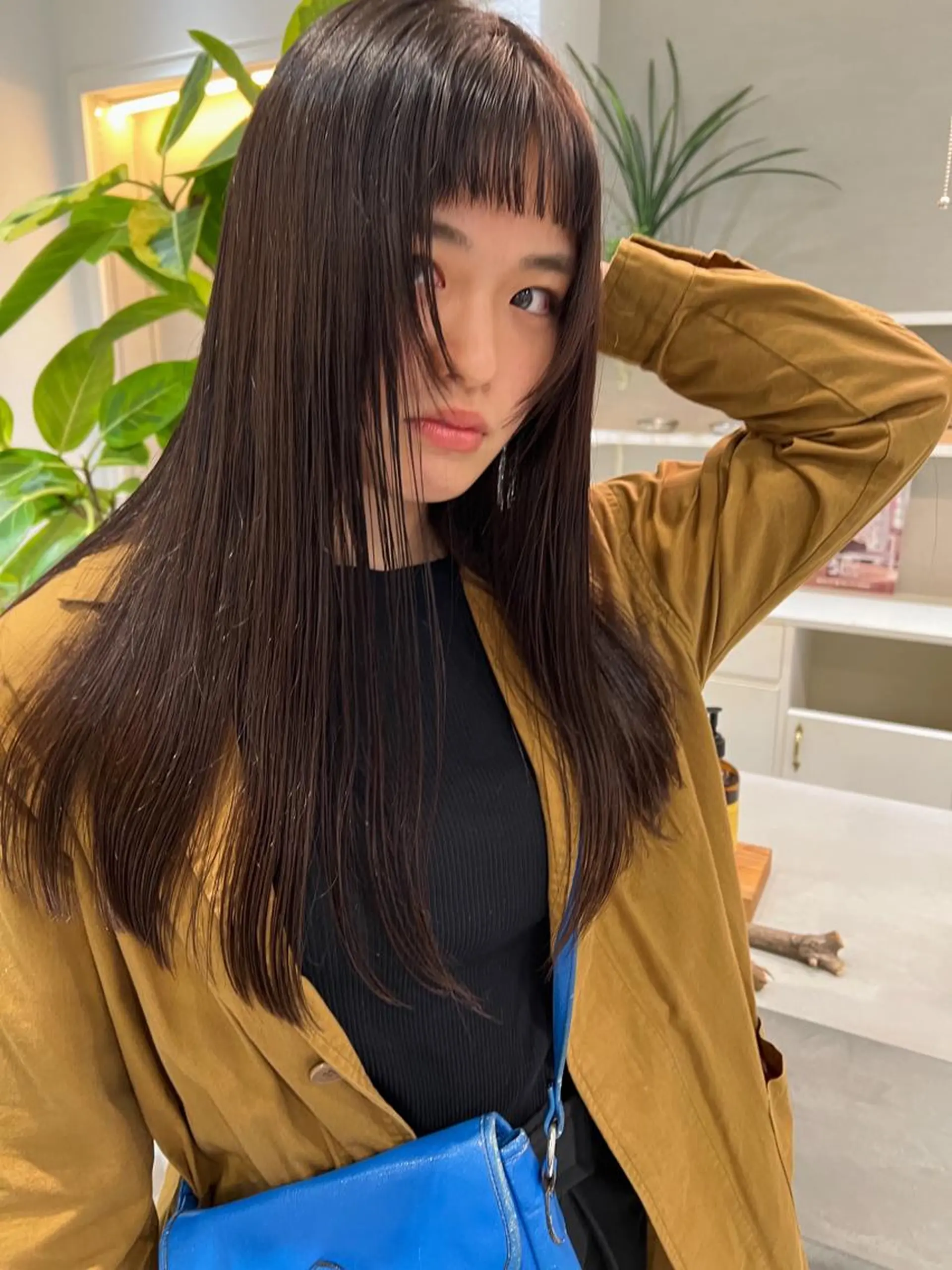 ロング ボブ ロング ウルフカット カット 縮毛矯正 トリートメント タナカ レイのヘアスタイル