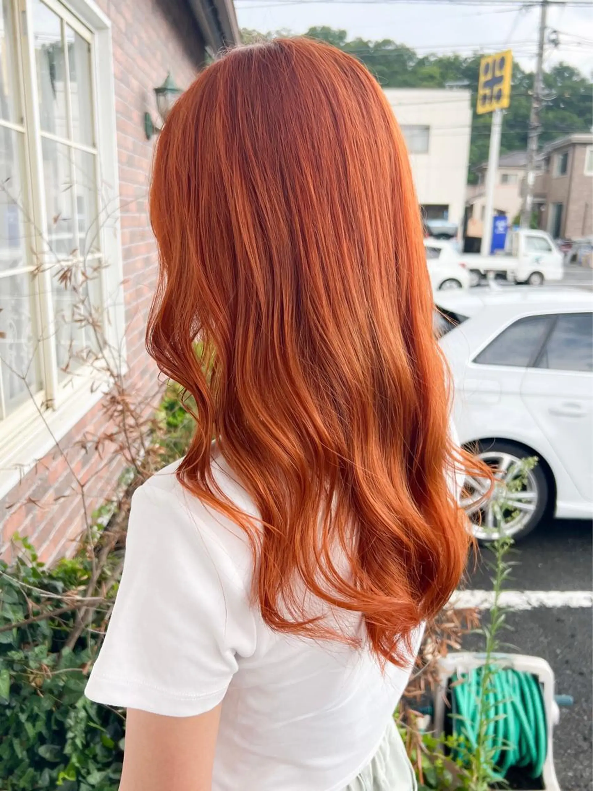 ロング カラー オレンジ カット パーマ YURAGI🤍 SAEのヘアスタイル