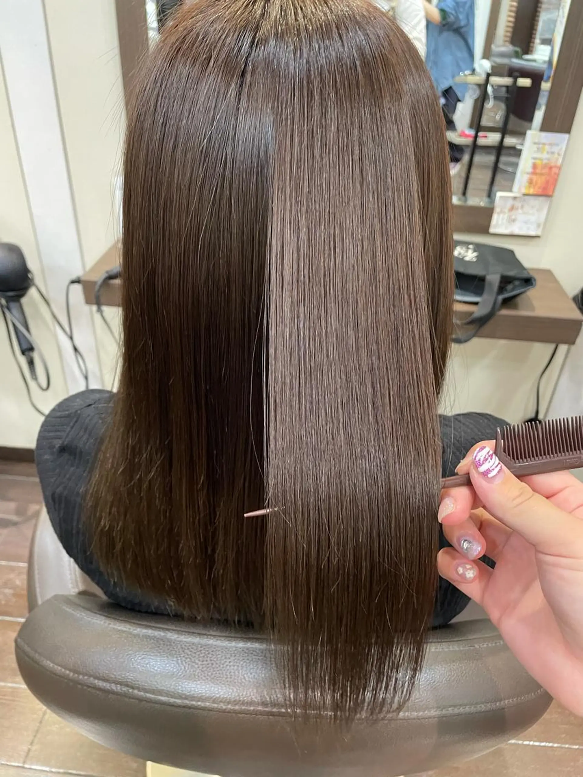 ミディアム 髪質改善 トリートメント ヘアカラー トリートメント ニュアンスネイル/ ボブ/まちゃこのネイルデザイン