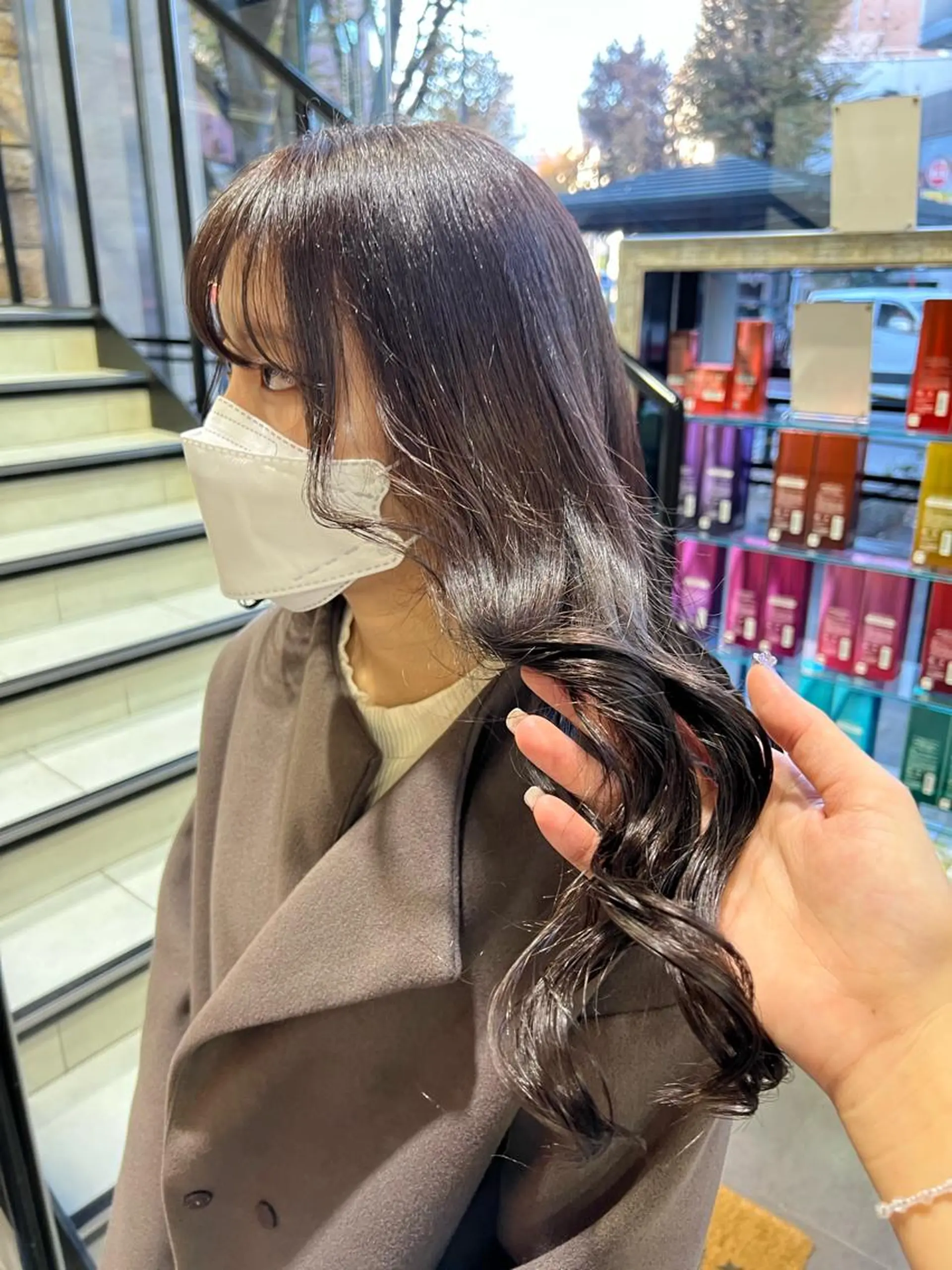ロング カラー ヘアアレンジ グレージュ ラベンダーカラー ラベンダーグレージュ ラベンダーグレー ヘアカラー チャンモリパーマ/韓 国/Minami🦋のヘアスタイル