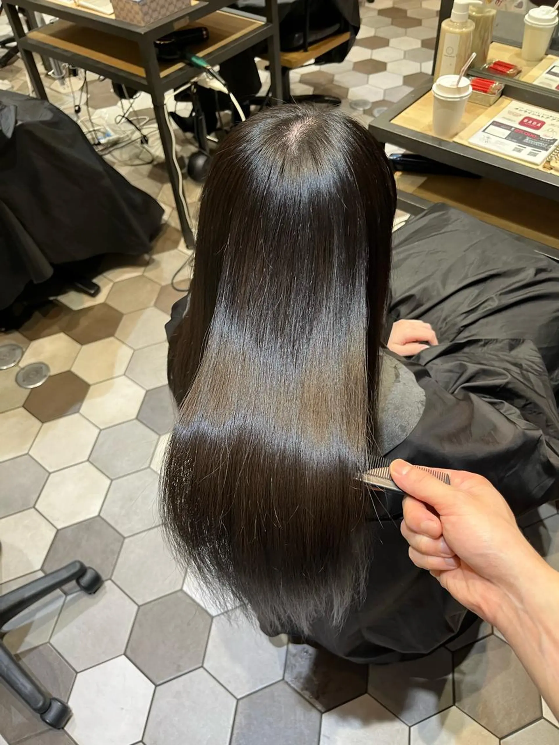 ロング カット 縮毛矯正 韓国風🫧髪質改善 村上　蒼生のヘアスタイル