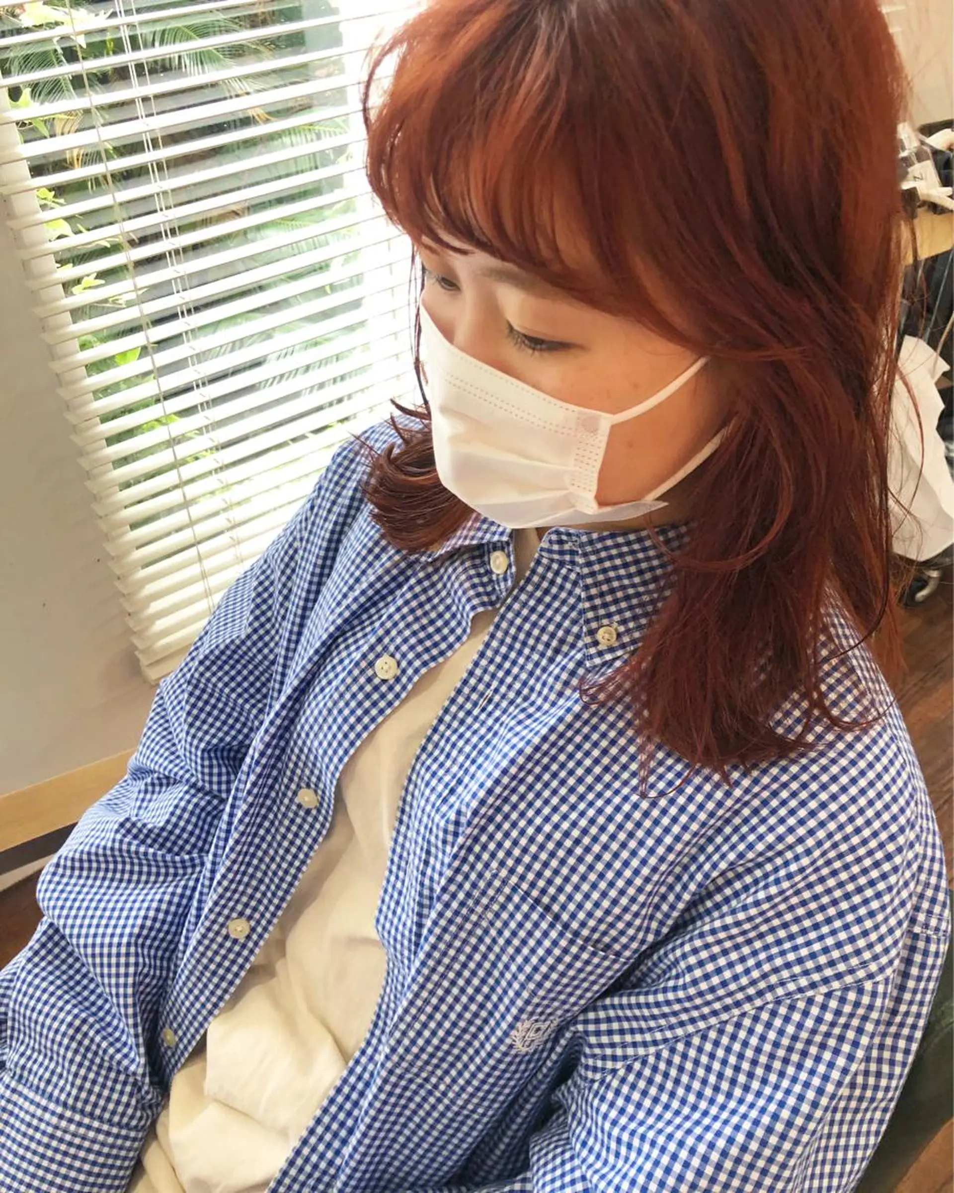 ミディアム カラー ブラウンカラー オレンジ オレンジブラウン カット ヘアカラー 江原 彩華のヘアスタイル